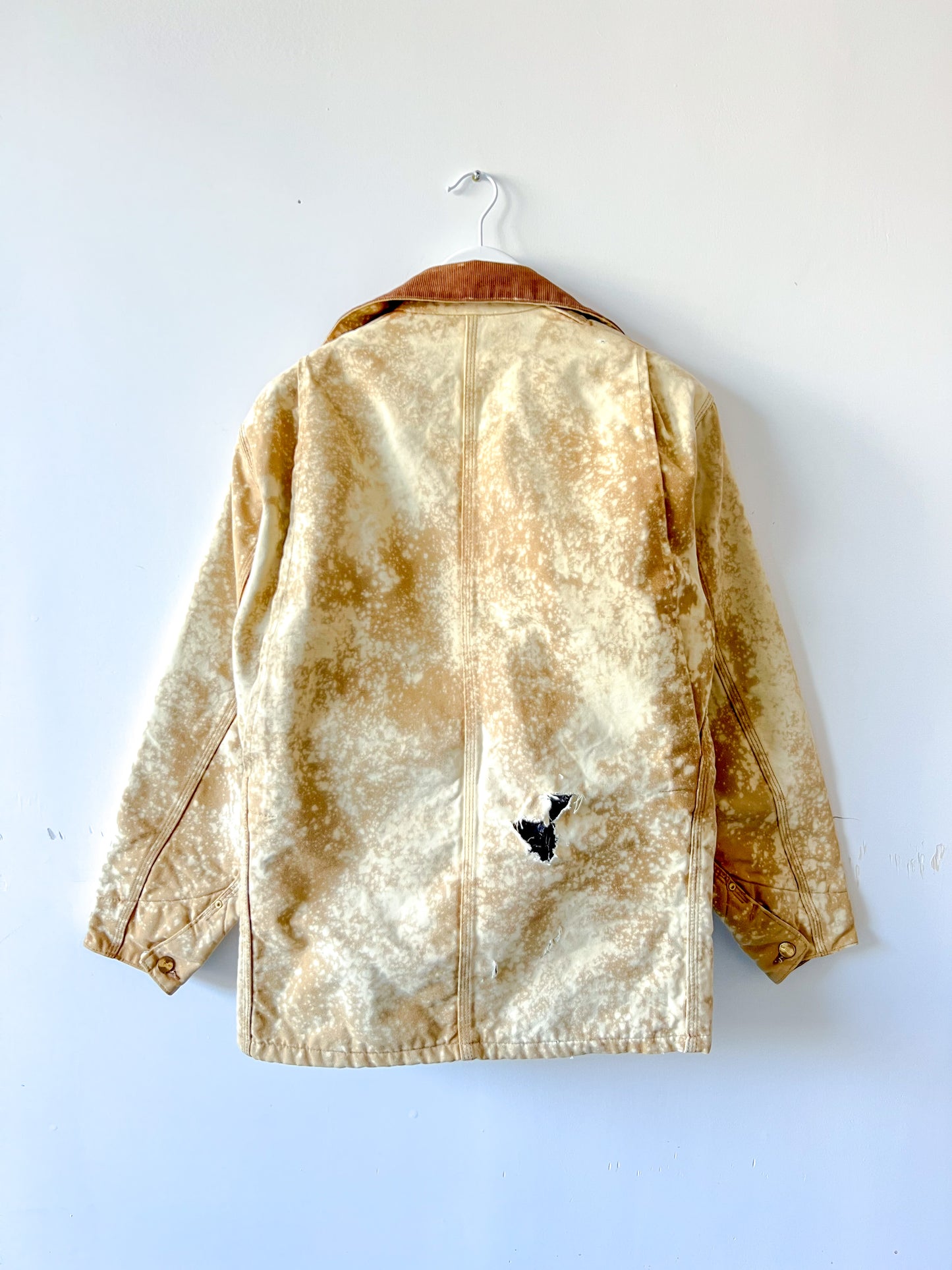 MINNESOTA - Vintage 80s Carhartt Acid Washed Blanket Lined Chore Coat - Tan, Beige - Unisex Small/Medium