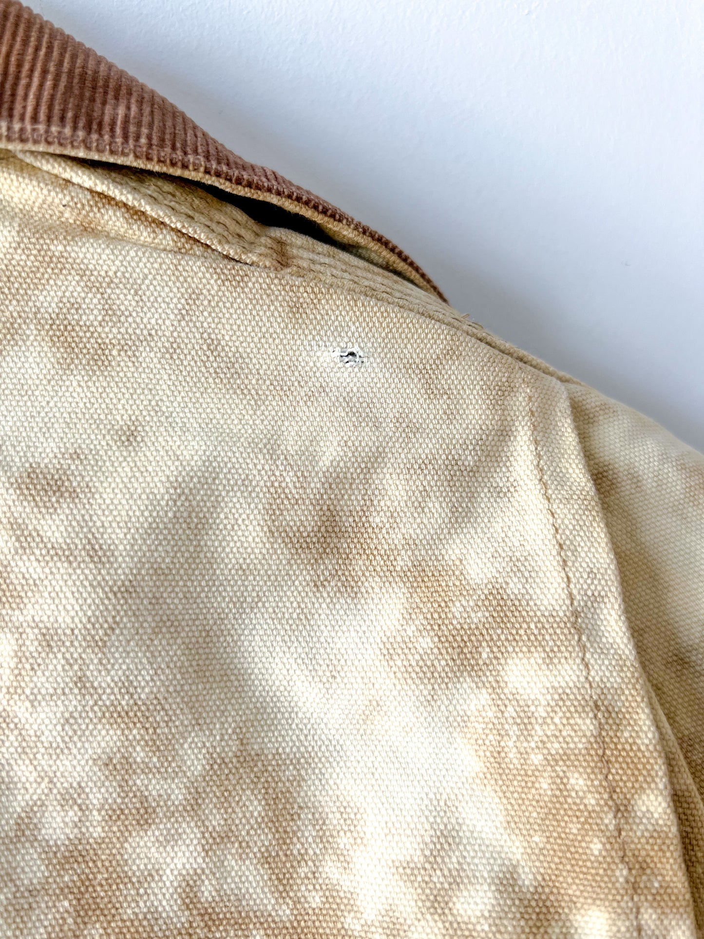 MINNESOTA - Vintage 80s Carhartt Acid Washed Blanket Lined Chore Coat - Tan, Beige - Unisex Small/Medium