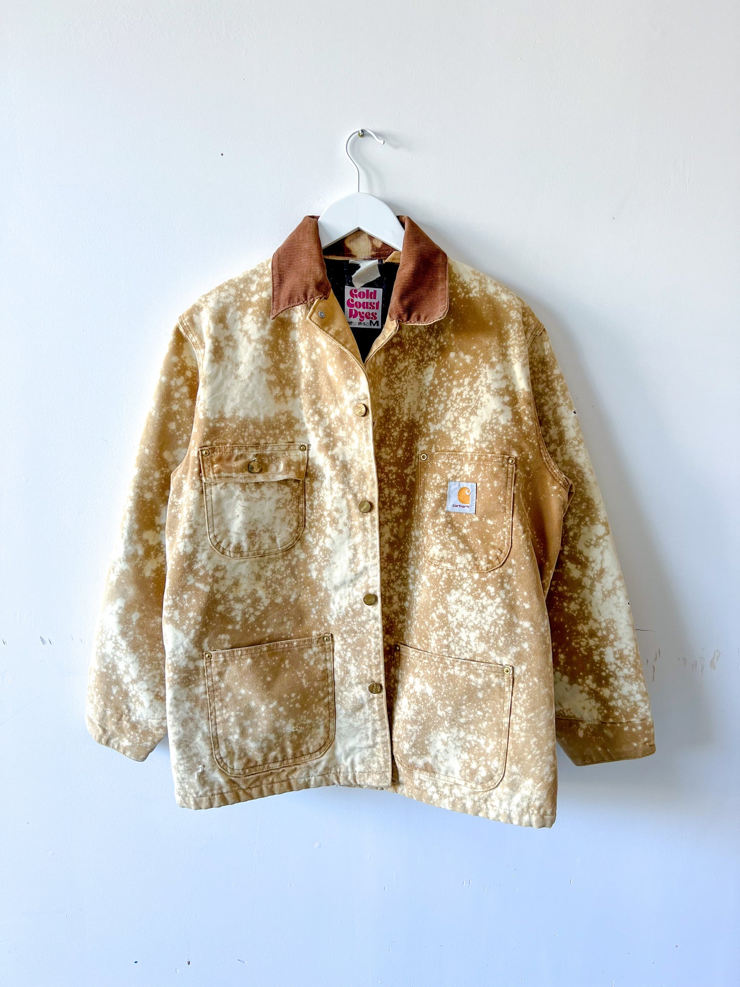 MINNESOTA - Vintage 80s Carhartt Acid Washed Blanket Lined Chore Coat - Tan, Beige - Unisex Small/Medium