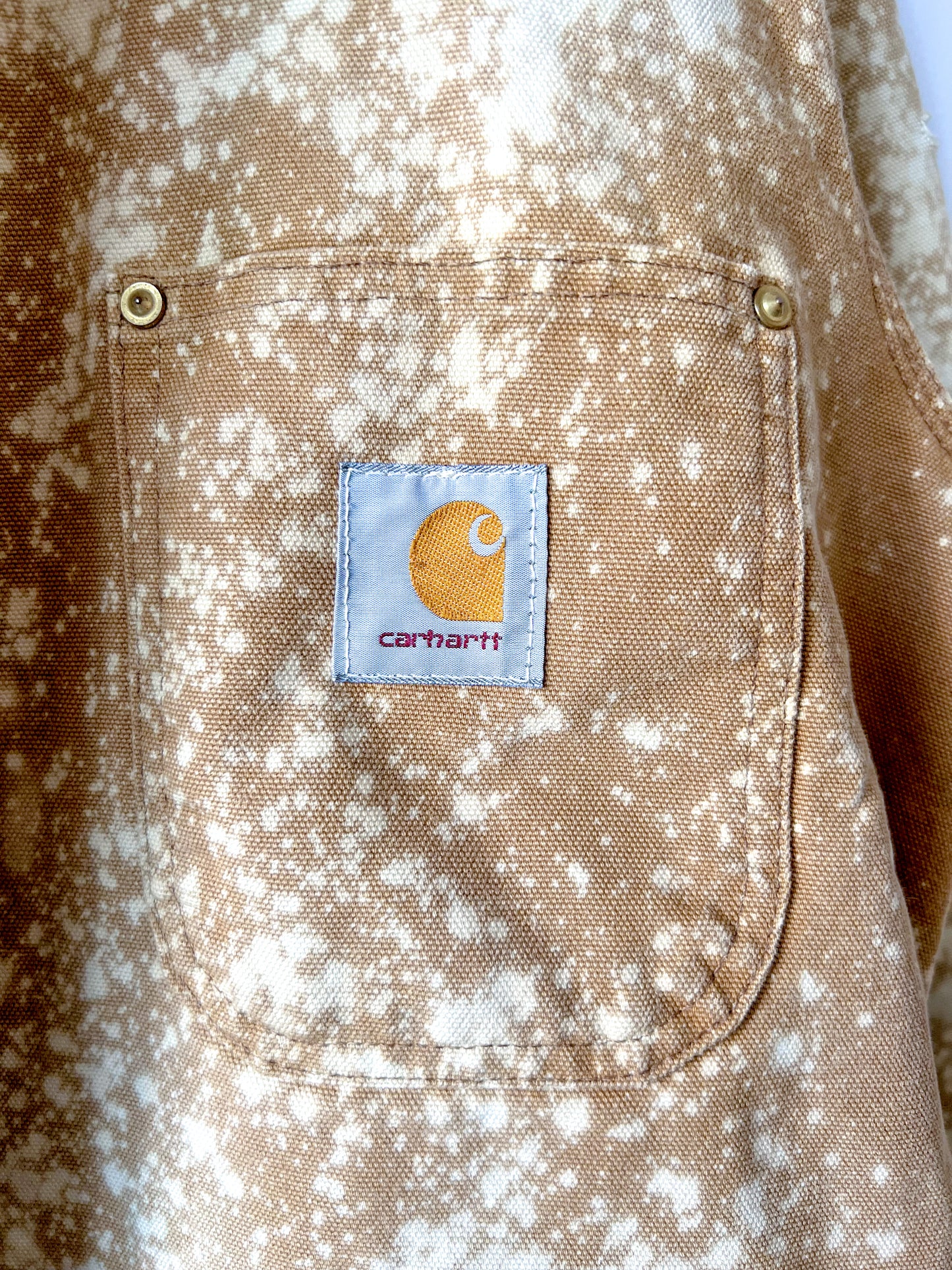 MINNESOTA - Vintage 80s Carhartt Acid Washed Blanket Lined Chore Coat - Tan, Beige - Unisex Small/Medium