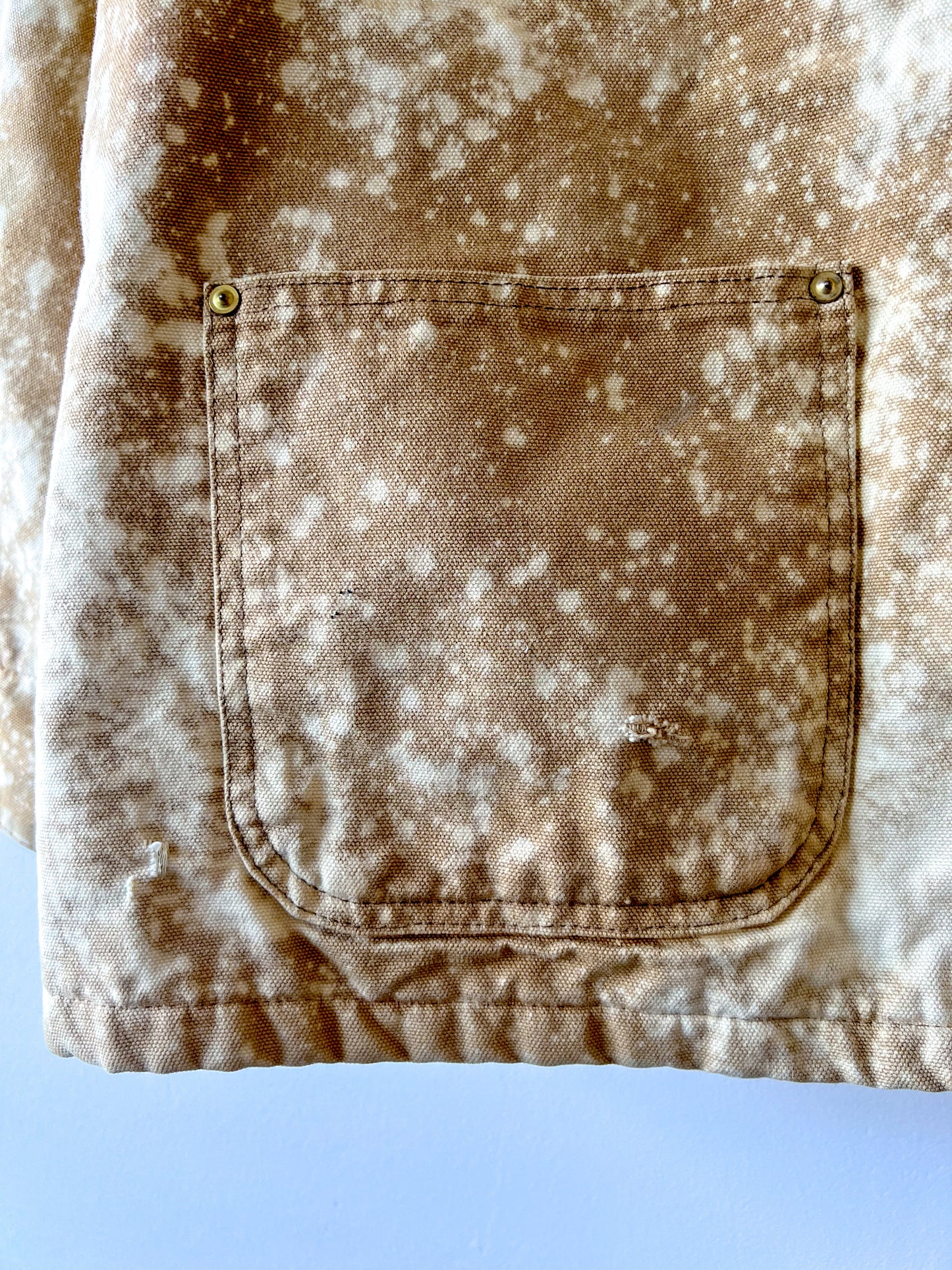 MINNESOTA - Vintage 80s Carhartt Acid Washed Blanket Lined Chore Coat - Tan, Beige - Unisex Small/Medium