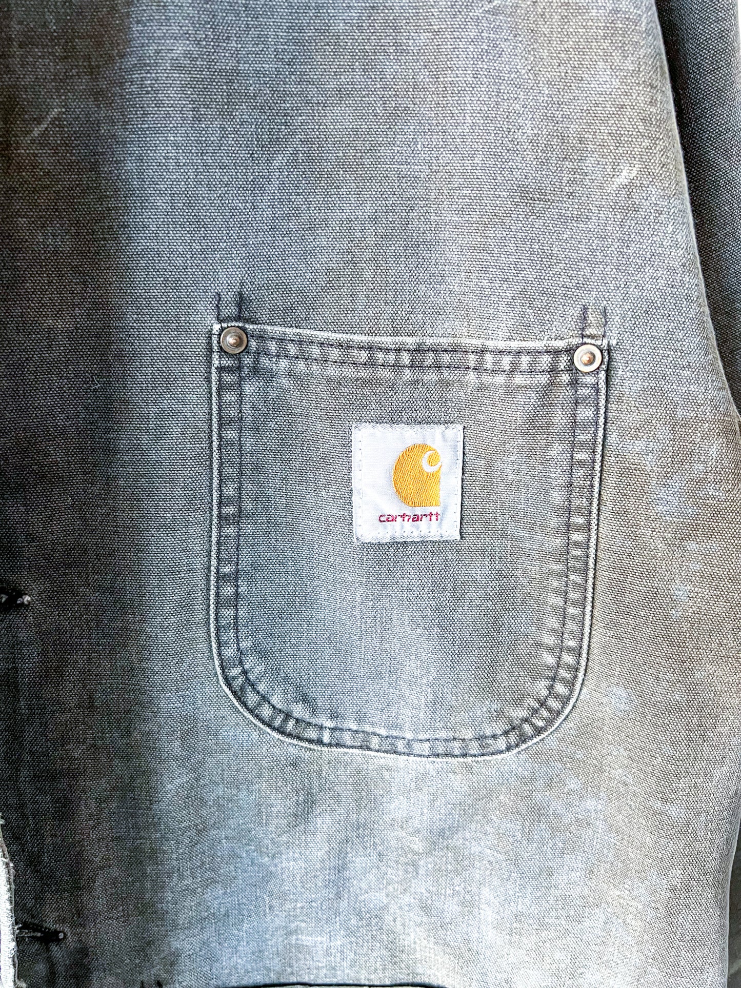 NAPLES - Vintage 90s Carhartt Acid Washed Blanket Lined Chore Coat - Taupe, Gray - Unisex Medium
