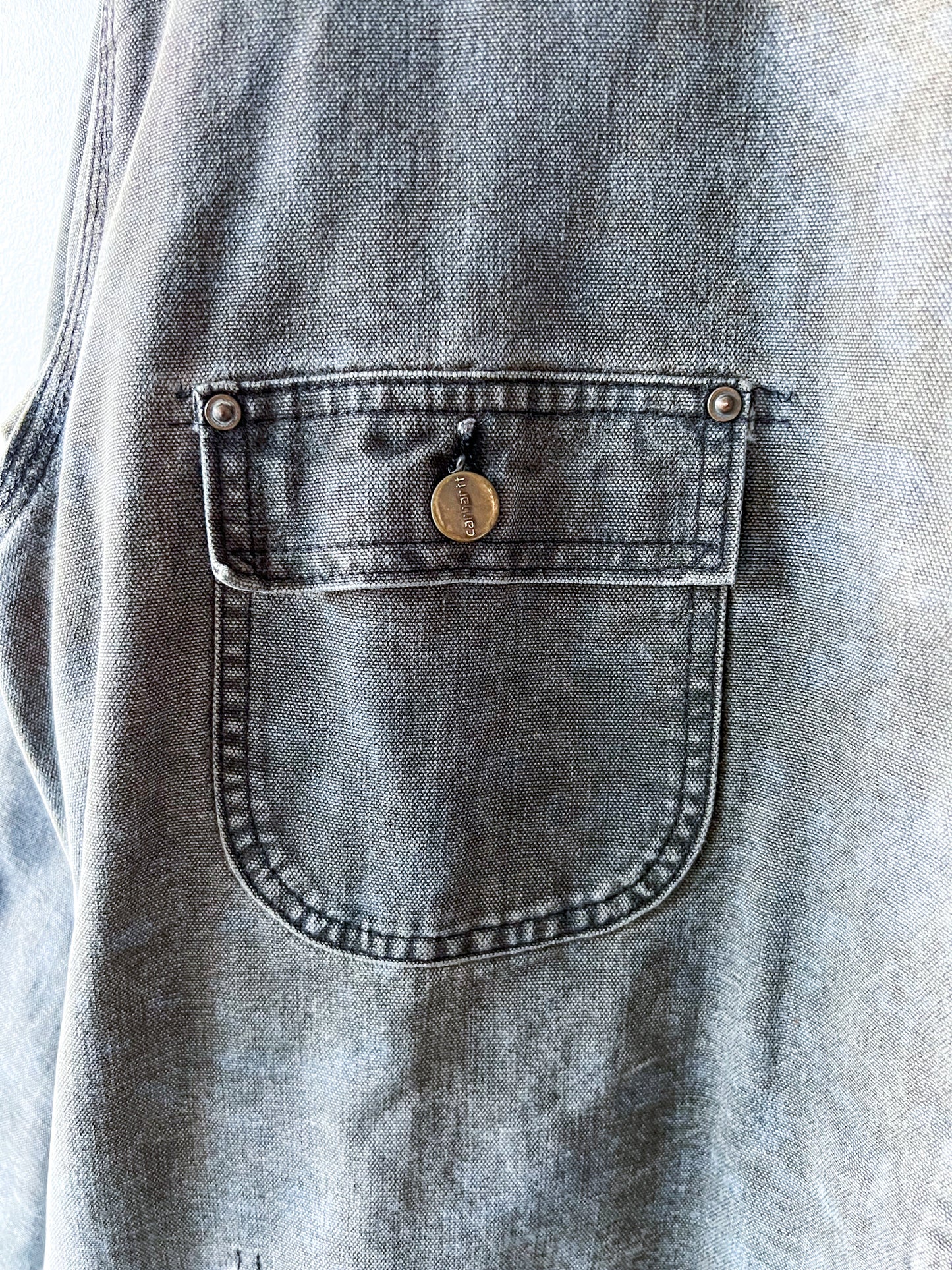 NAPLES - Vintage 90s Carhartt Acid Washed Blanket Lined Chore Coat - Taupe, Gray - Unisex Medium