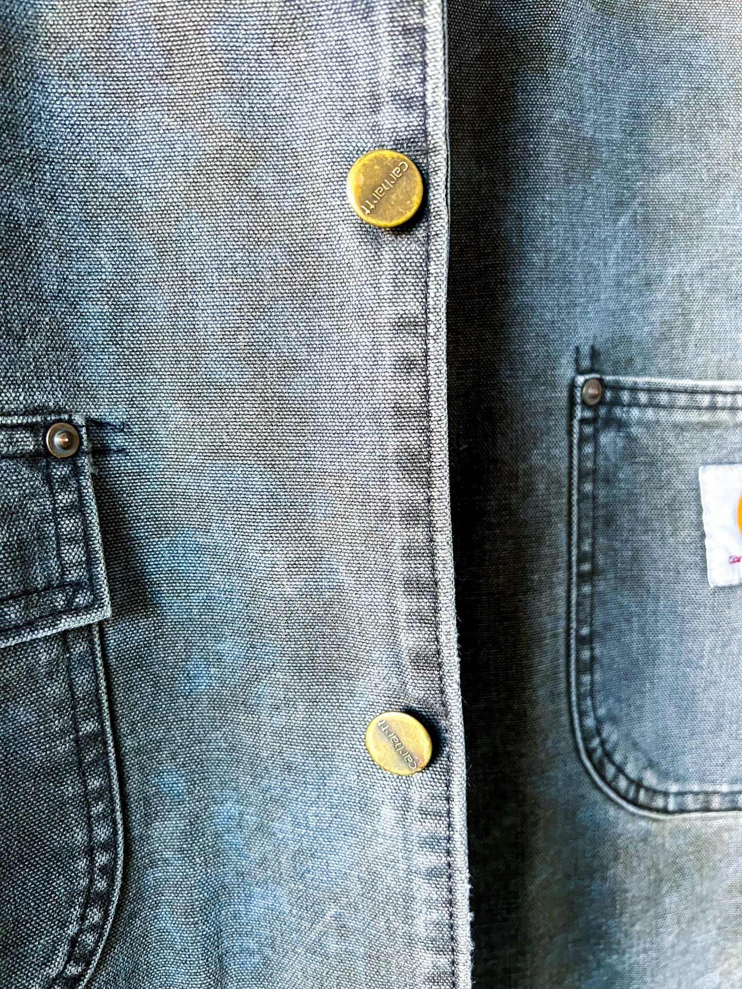 NAPLES - Vintage 90s Carhartt Acid Washed Blanket Lined Chore Coat - Taupe, Gray - Unisex Medium