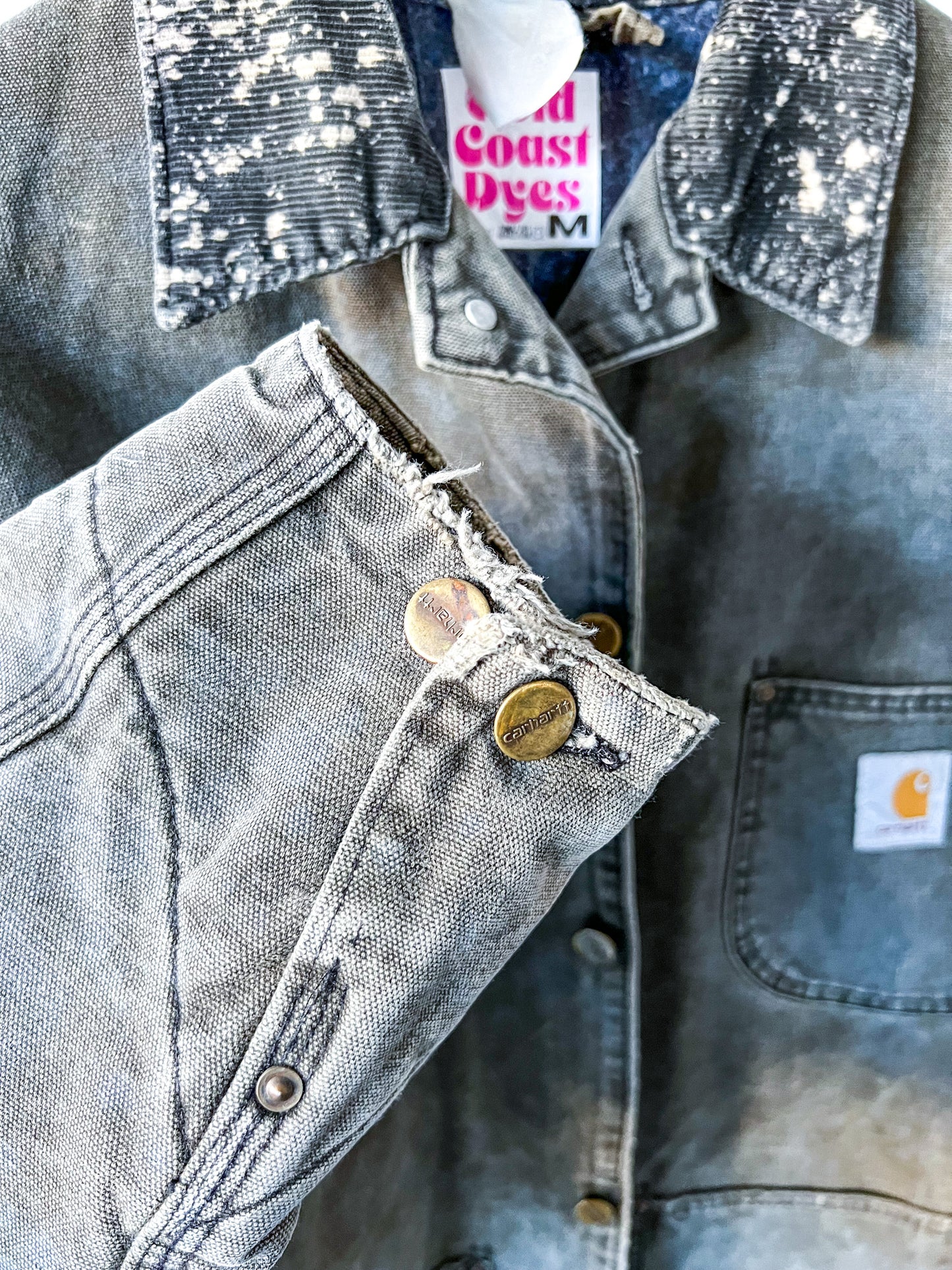 NAPLES - Vintage 90s Carhartt Acid Washed Blanket Lined Chore Coat - Taupe, Gray - Unisex Medium