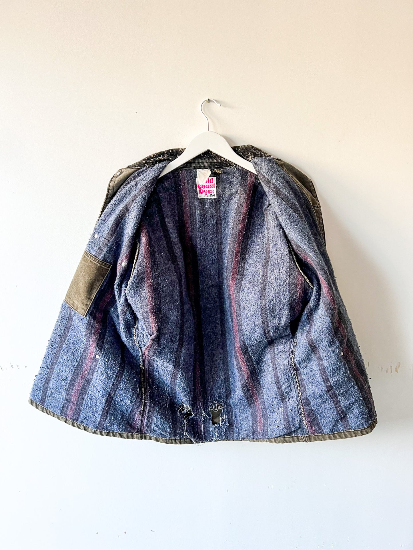 NAPLES - Vintage 90s Carhartt Acid Washed Blanket Lined Chore Coat - Taupe, Gray - Unisex Medium