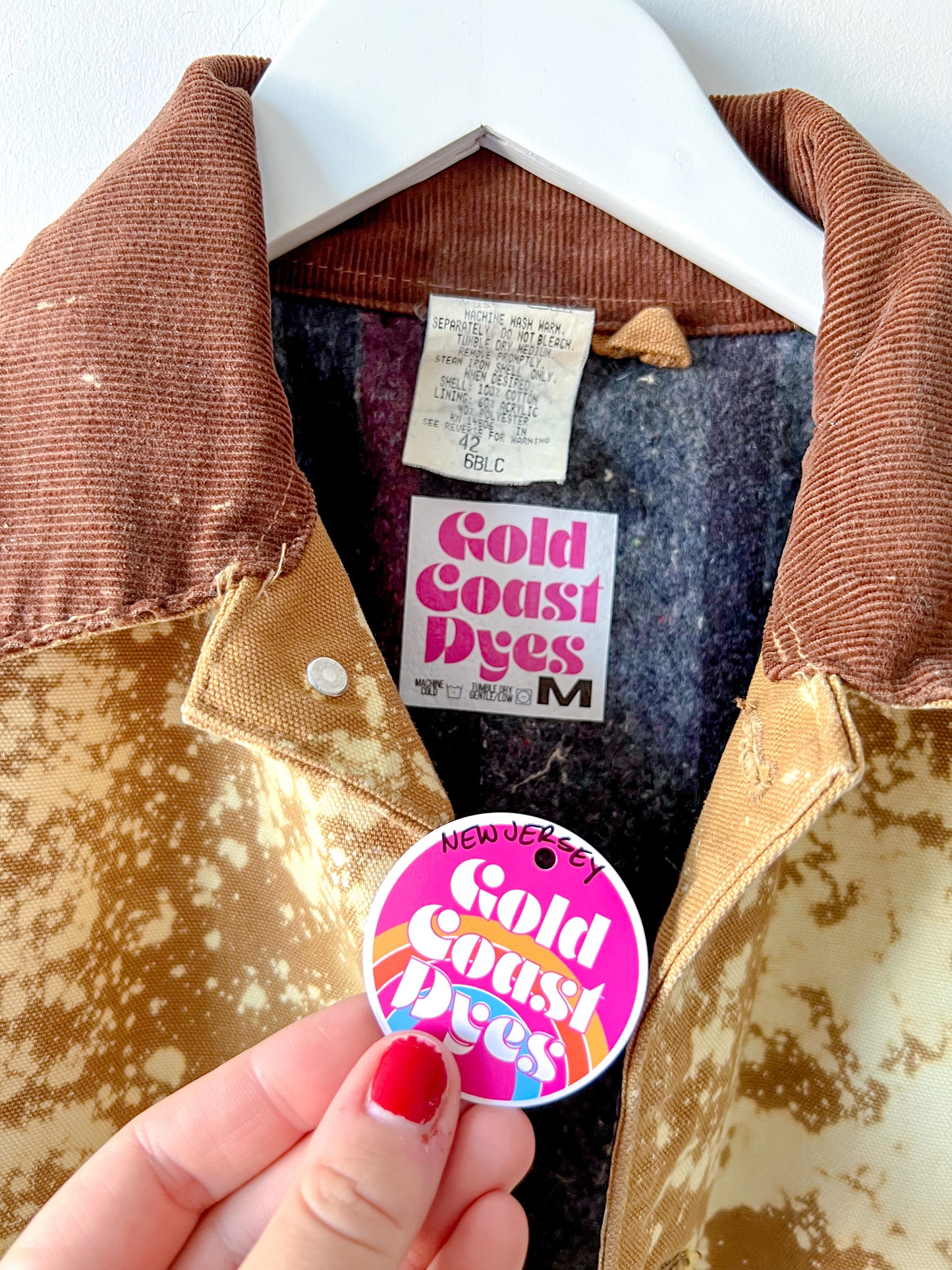 NEW JERSEY - Vintage 90s Carhartt Acid Washed Blanket Lined Chore Coat - Tan, Beige - Unisex Small/Medium