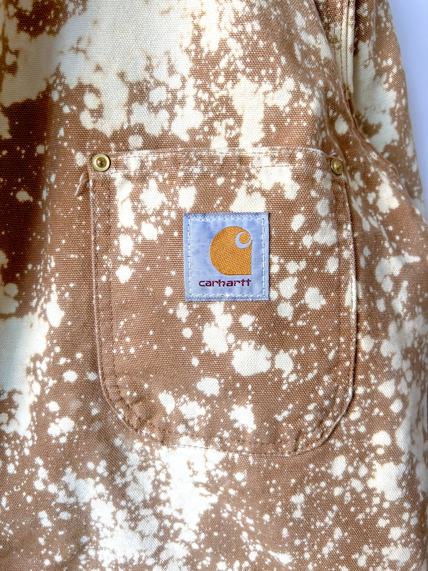 NEW JERSEY - Vintage 90s Carhartt Acid Washed Blanket Lined Chore Coat - Tan, Beige - Unisex Small/Medium