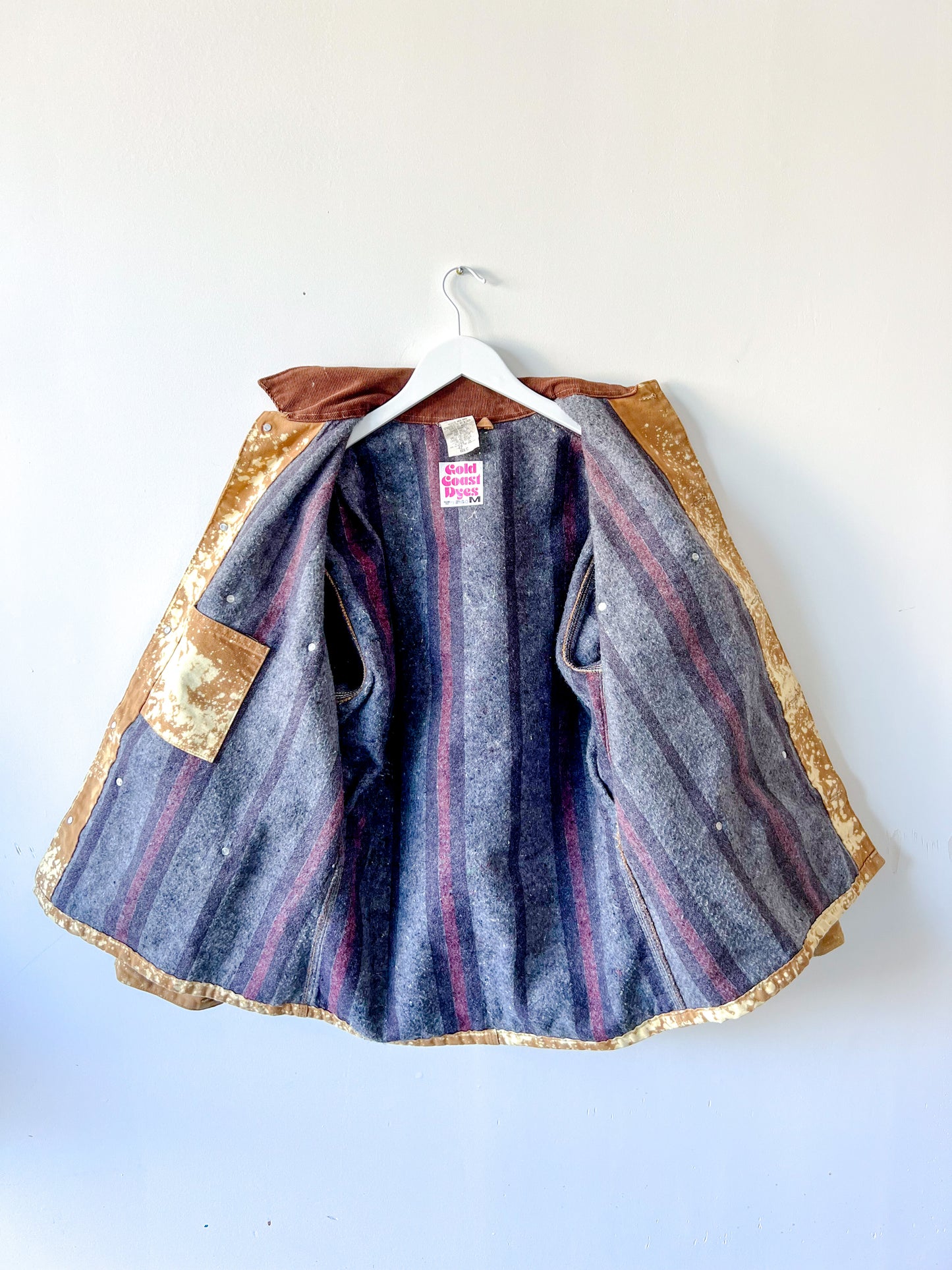 NEW JERSEY - Vintage 90s Carhartt Acid Washed Blanket Lined Chore Coat - Tan, Beige - Unisex Small/Medium