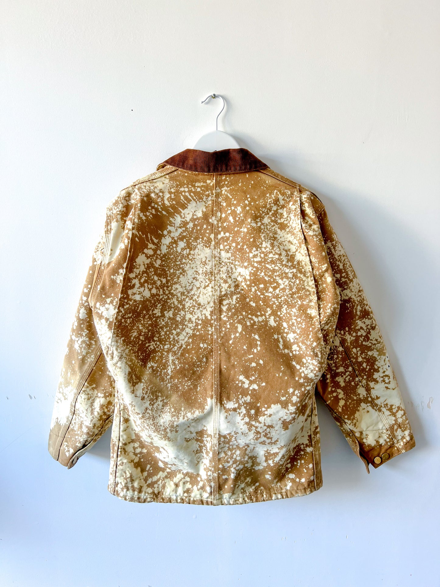 NEW JERSEY - Vintage 90s Carhartt Acid Washed Blanket Lined Chore Coat - Tan, Beige - Unisex Small/Medium