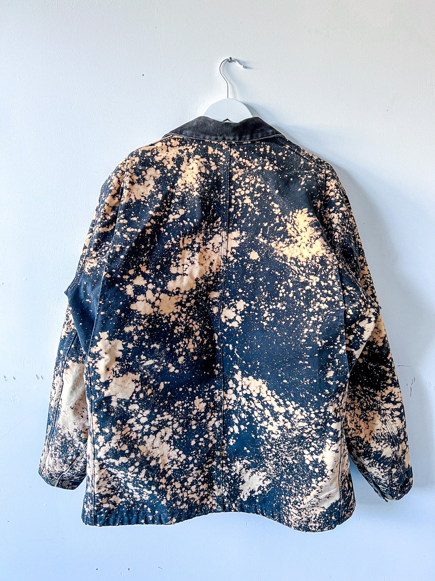 OAKLAND - Vintage 90s Carhartt Acid Washed Blanket Lined Chore Coat - Black, White - Unisex XL