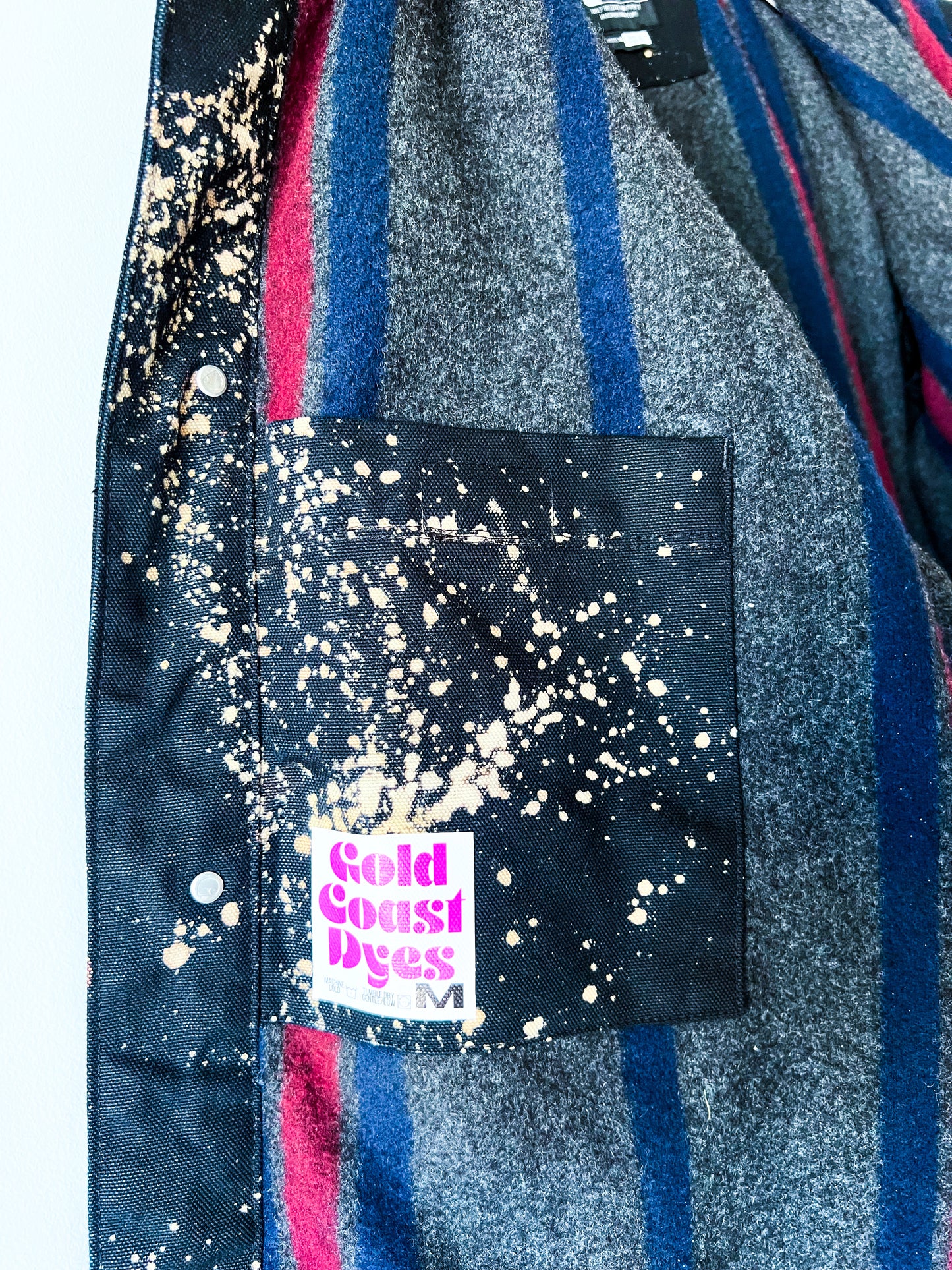 OLYMPIA - Upcycled Carhartt Acid Washed Blanket Lined Chore Coat - Jet Black, Rose Gold - Unisex Medium