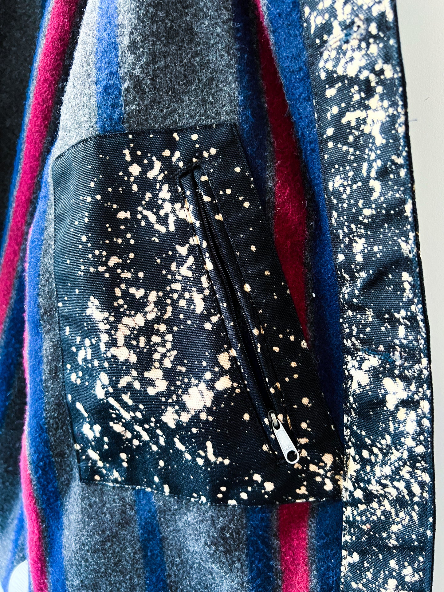OLYMPIA - Upcycled Carhartt Acid Washed Blanket Lined Chore Coat - Jet Black, Rose Gold - Unisex Medium