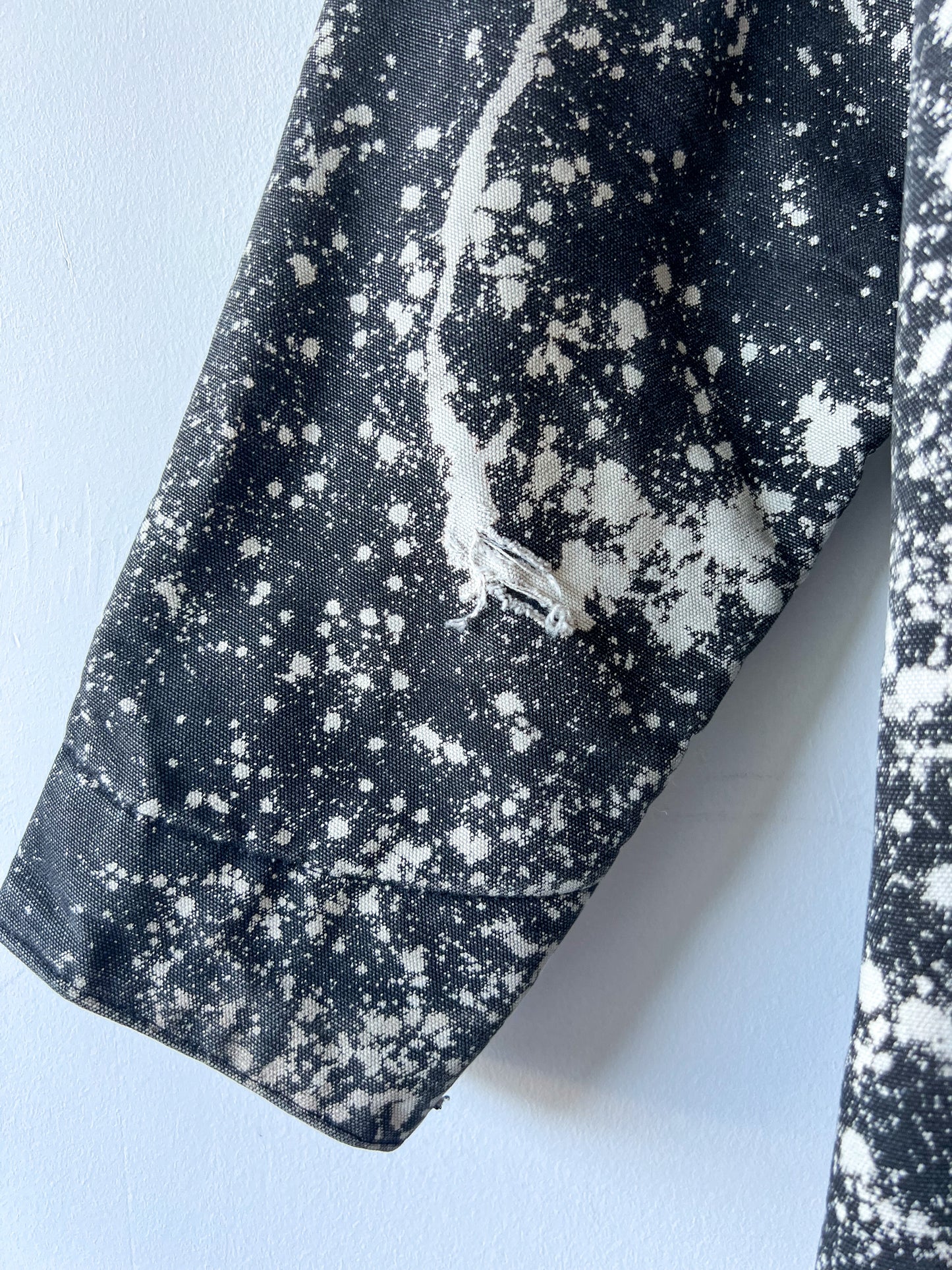 PORTLAND - Vintage 80s Carhartt Acid Washed Blanket Lined Chore Coat - Charcoal Gray, White - Unisex Small/Medium