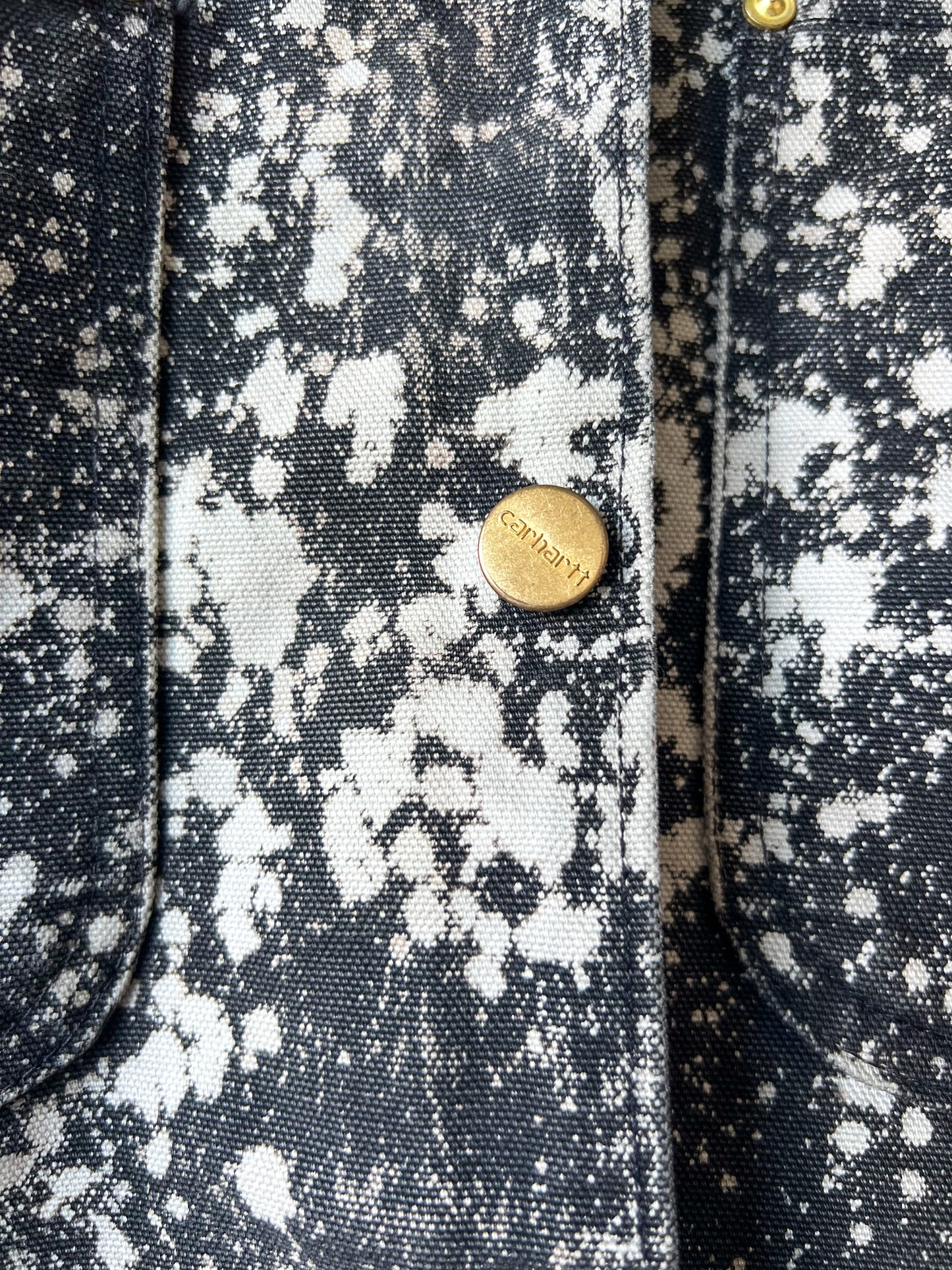 PORTLAND - Vintage 80s Carhartt Acid Washed Blanket Lined Chore Coat - Charcoal Gray, White - Unisex Small/Medium