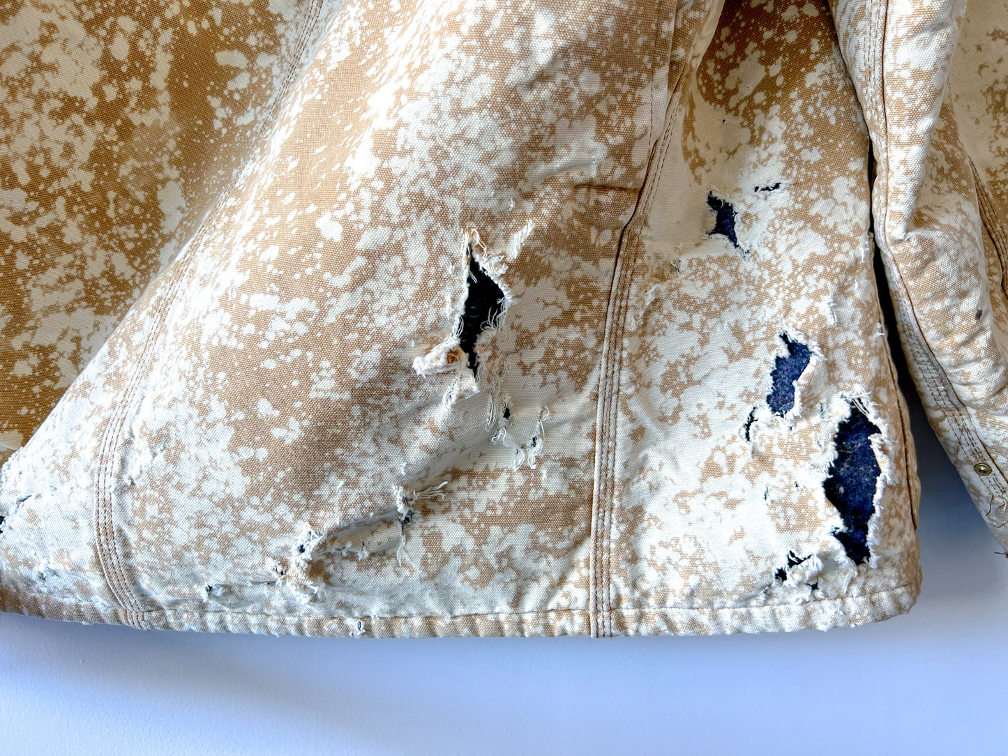 PRESCOTT - Vintage 80s Carhartt Acid Washed Blanket Lined Chore Coat - Tan, Beige - Unisex Medium