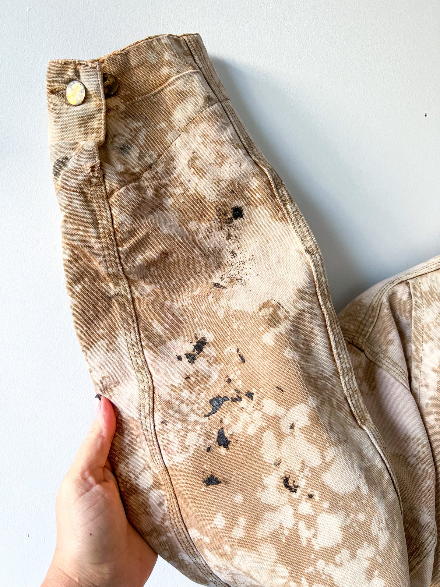 SAN DIEGO 2 - Vintage 80s Carhartt Acid Washed Fire Lined Chore Coat - Tan, Beige - Unisex Large
