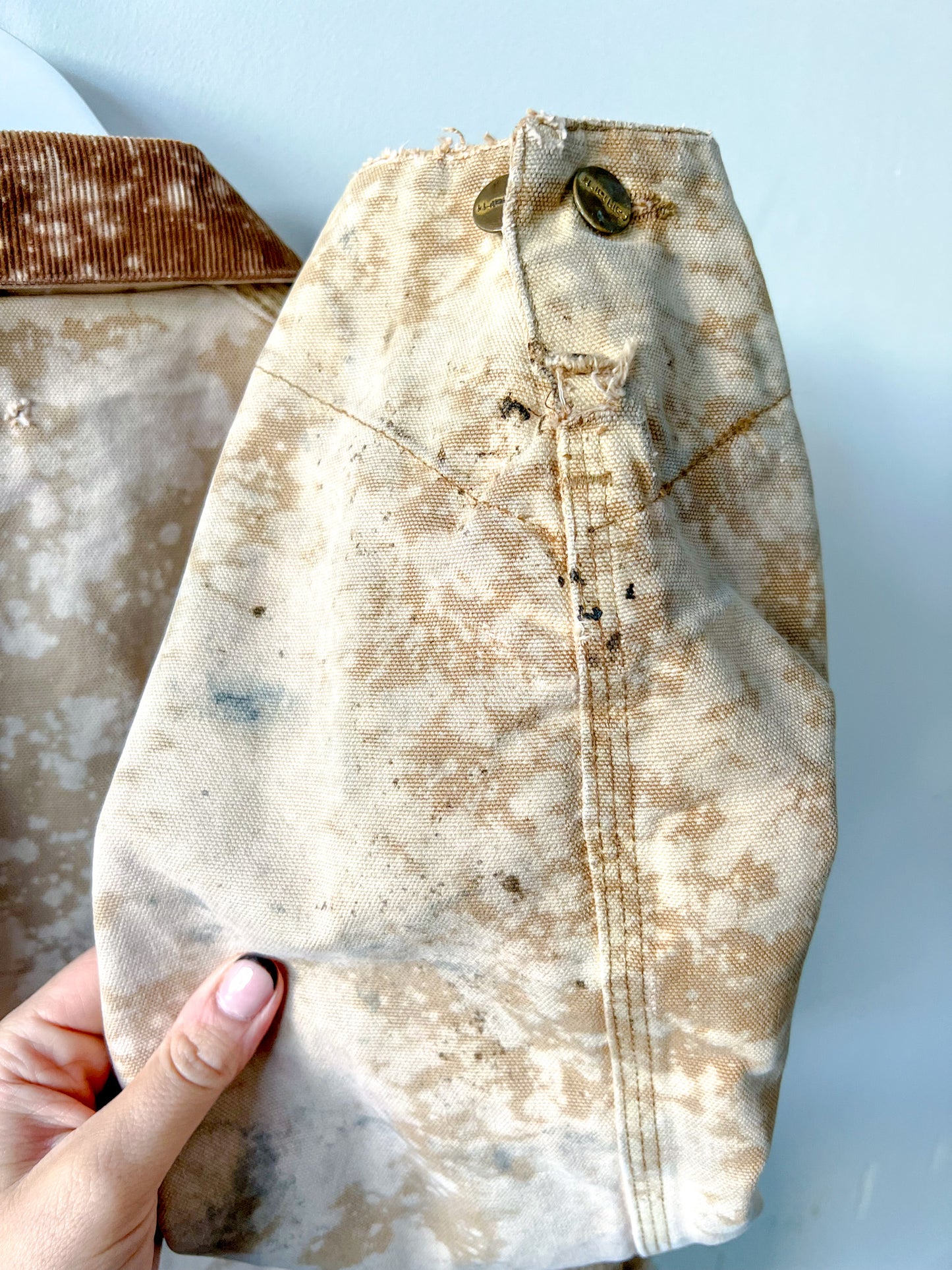 SAN DIEGO 2 - Vintage 80s Carhartt Acid Washed Fire Lined Chore Coat - Tan, Beige - Unisex Large