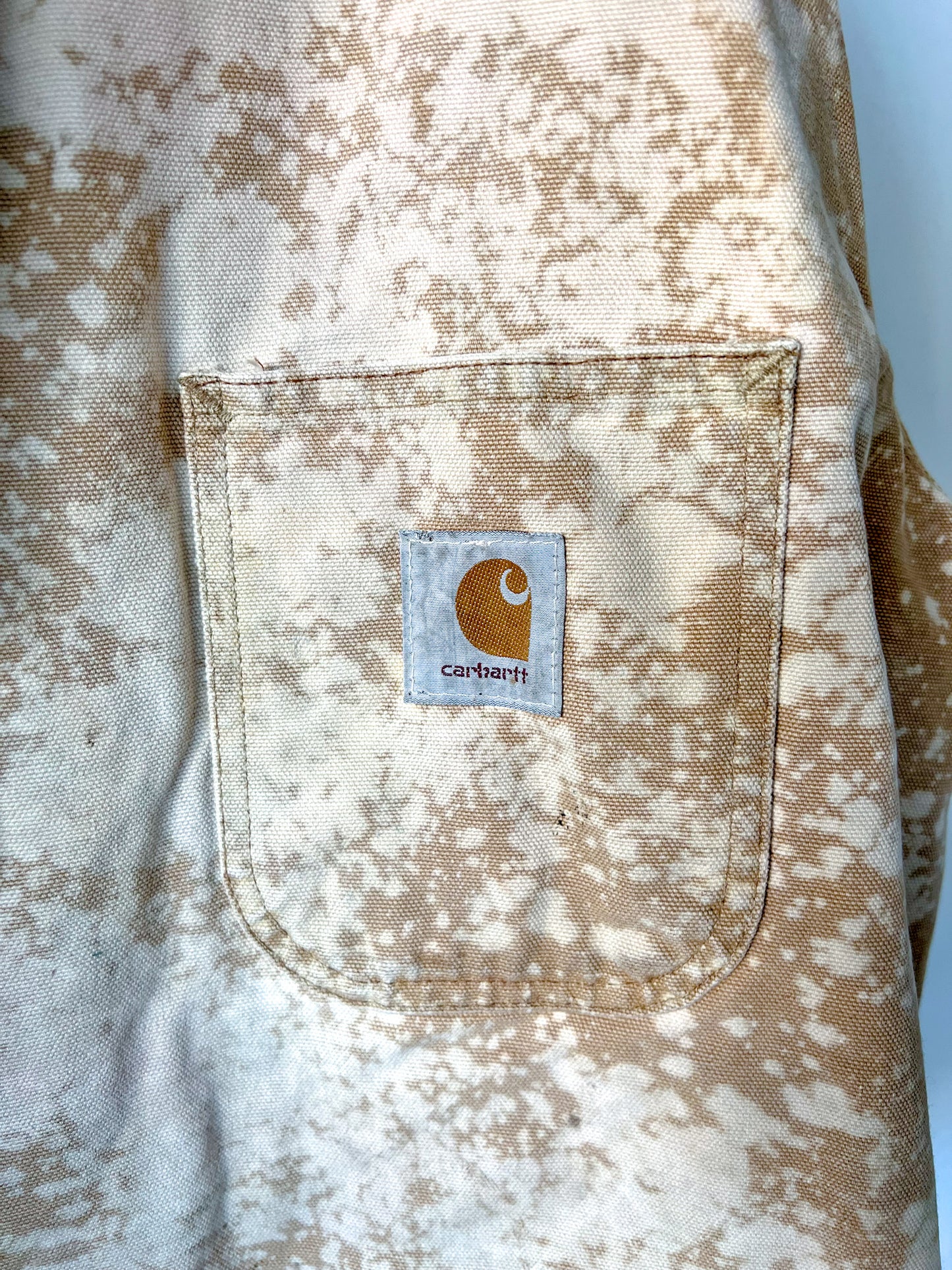 SAN DIEGO 2 - Vintage 80s Carhartt Acid Washed Fire Lined Chore Coat - Tan, Beige - Unisex Large