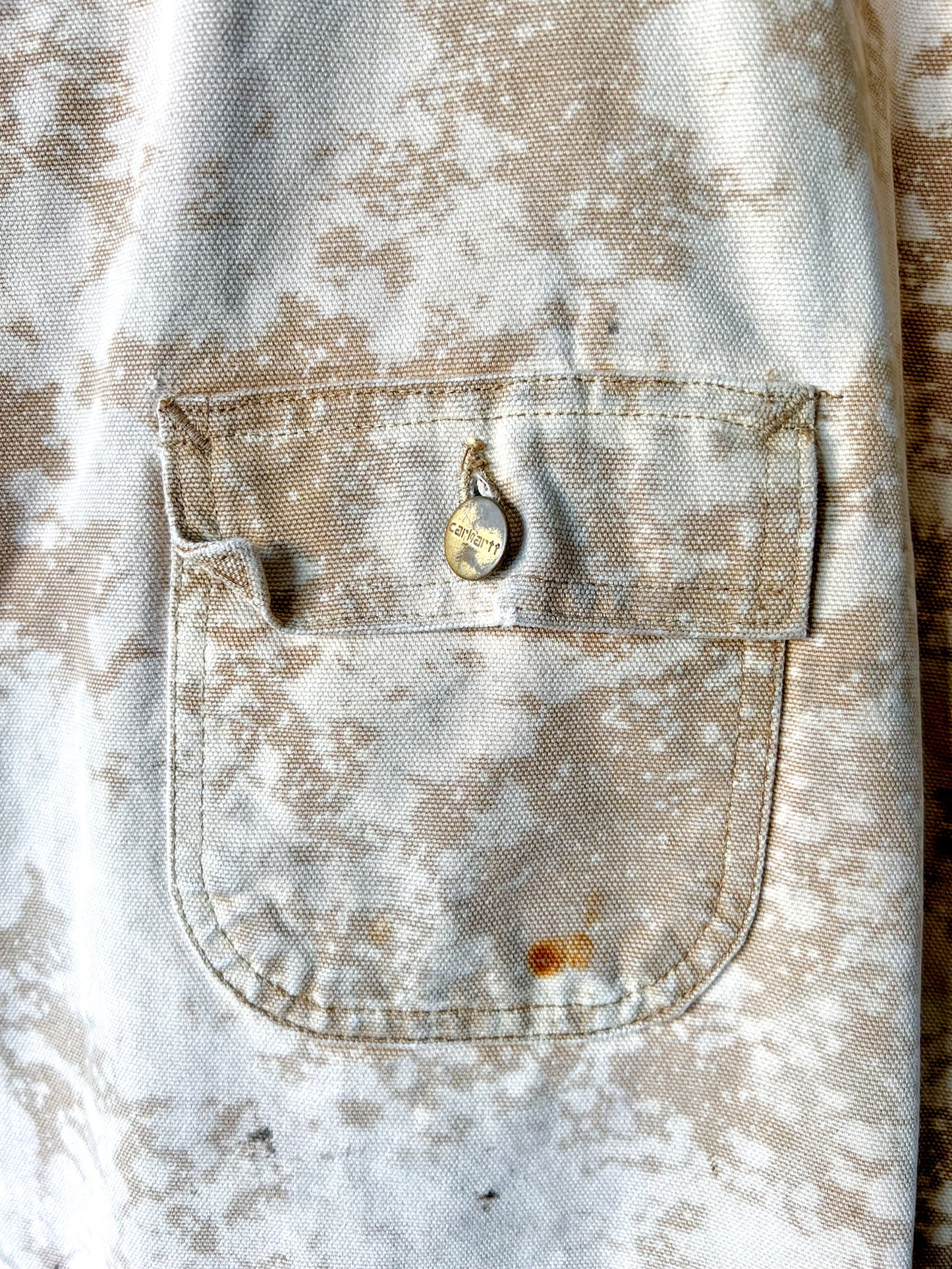 SAN DIEGO 2 - Vintage 80s Carhartt Acid Washed Fire Lined Chore Coat - Tan, Beige - Unisex Large