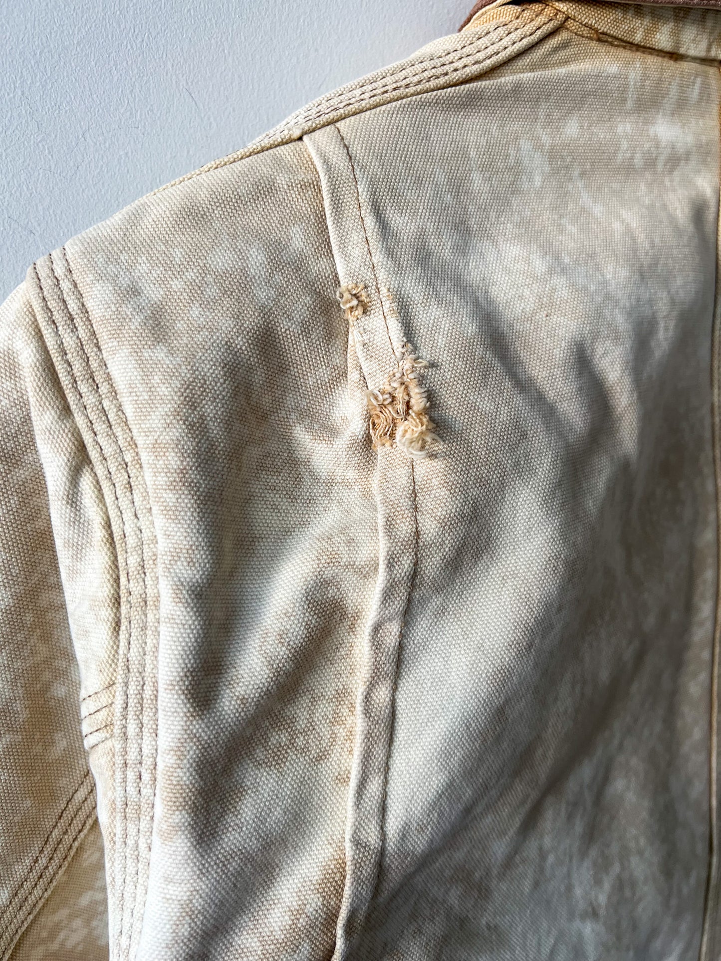 SAN DIEGO 4 - Vintage 80s Carhartt Acid Washed Blanket Lined Chore Coat - Tan, Beige - Unisex Medium