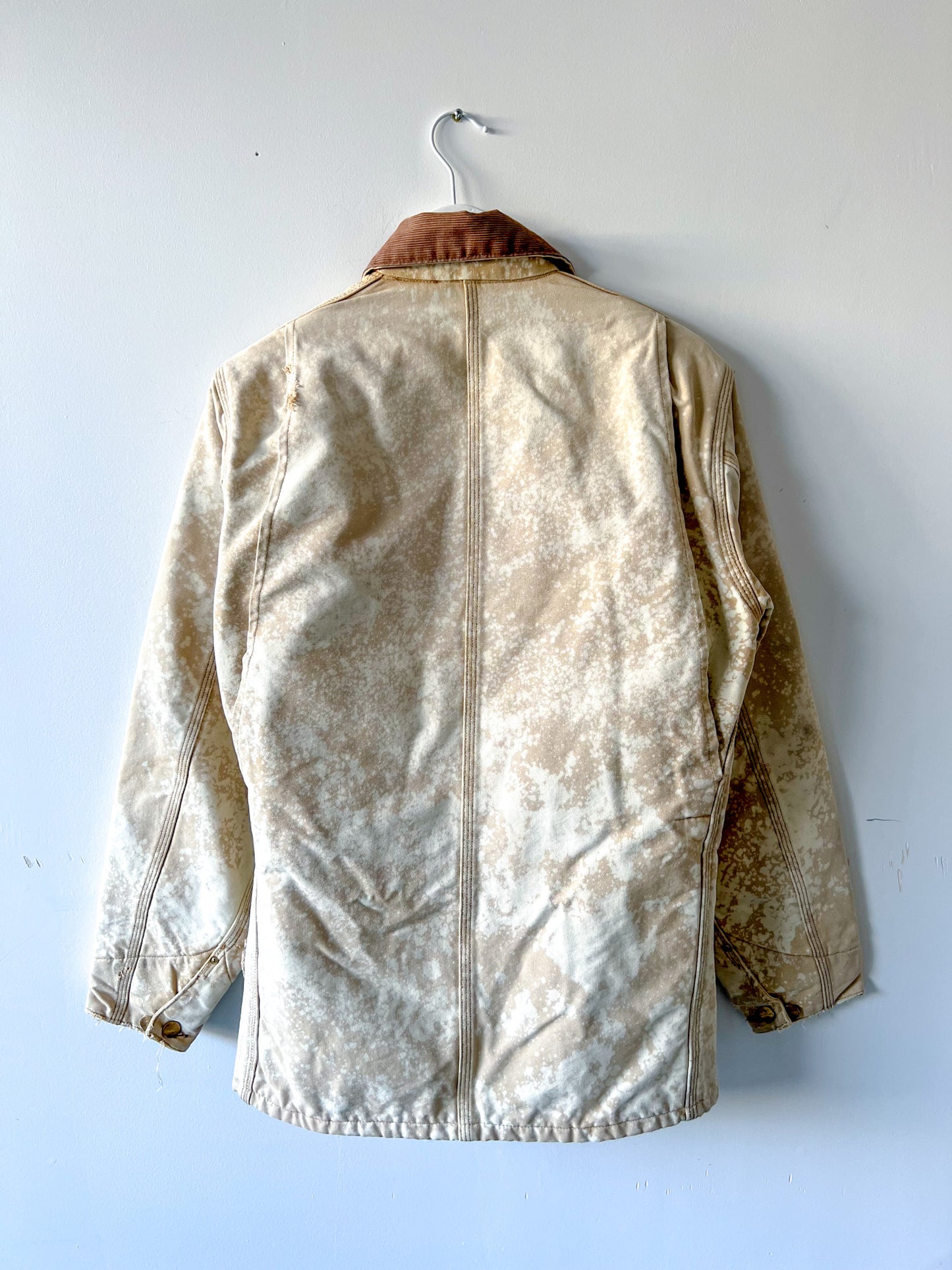 SAN DIEGO 4 - Vintage 80s Carhartt Acid Washed Blanket Lined Chore Coat - Tan, Beige - Unisex Medium