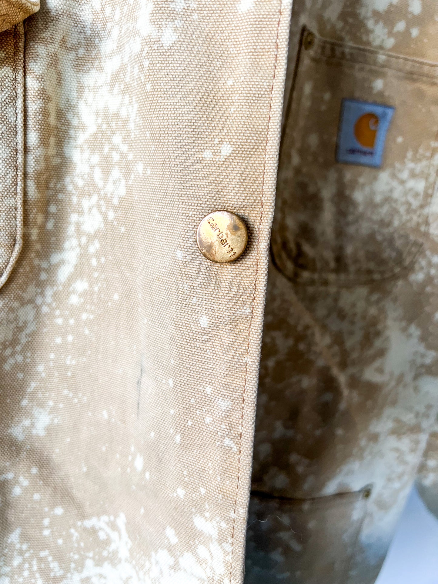 SAN DIEGO 4 - Vintage 80s Carhartt Acid Washed Blanket Lined Chore Coat - Tan, Beige - Unisex Medium