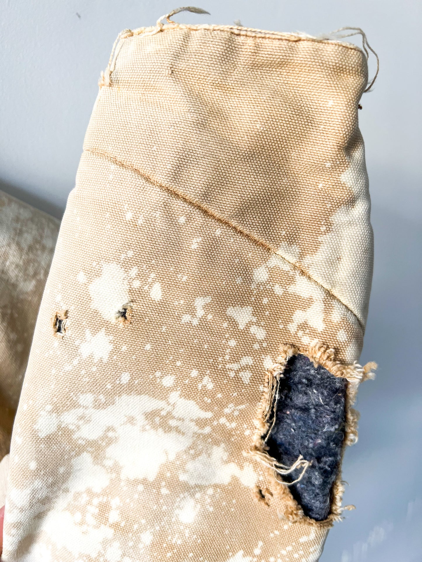 SAN DIEGO 4 - Vintage 80s Carhartt Acid Washed Blanket Lined Chore Coat - Tan, Beige - Unisex Medium