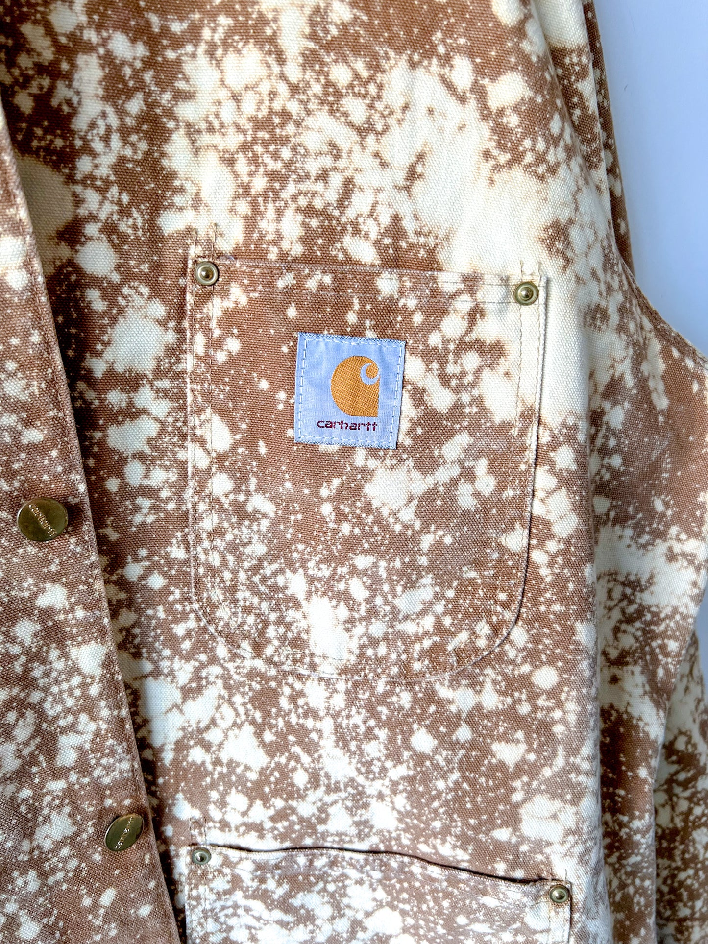 SEDONA - Vintage 80s Carhartt Acid Washed Blanket Lined Chore Coat - Tan, Beige - Unisex Large