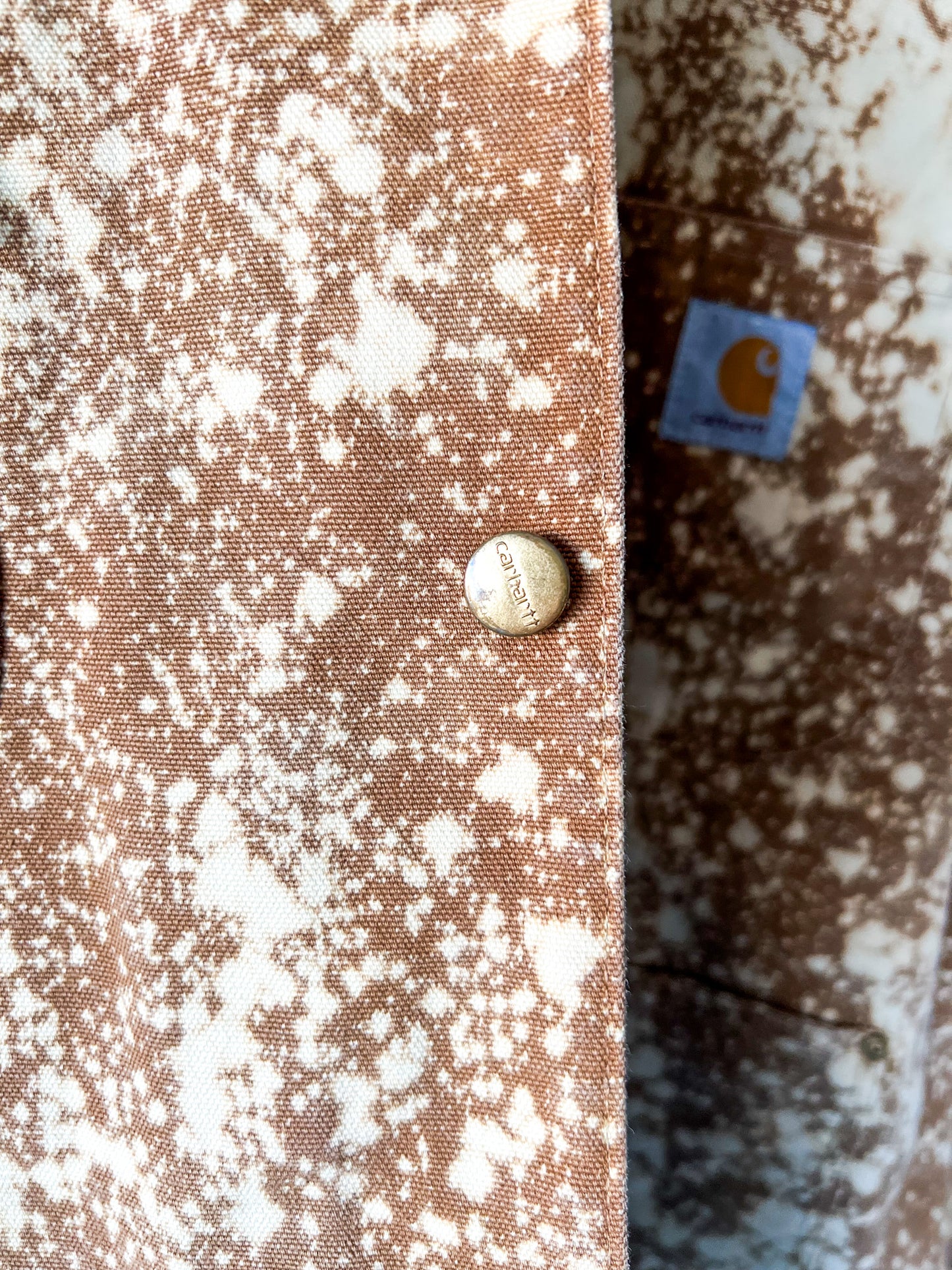 SEDONA - Vintage 80s Carhartt Acid Washed Blanket Lined Chore Coat - Tan, Beige - Unisex Large