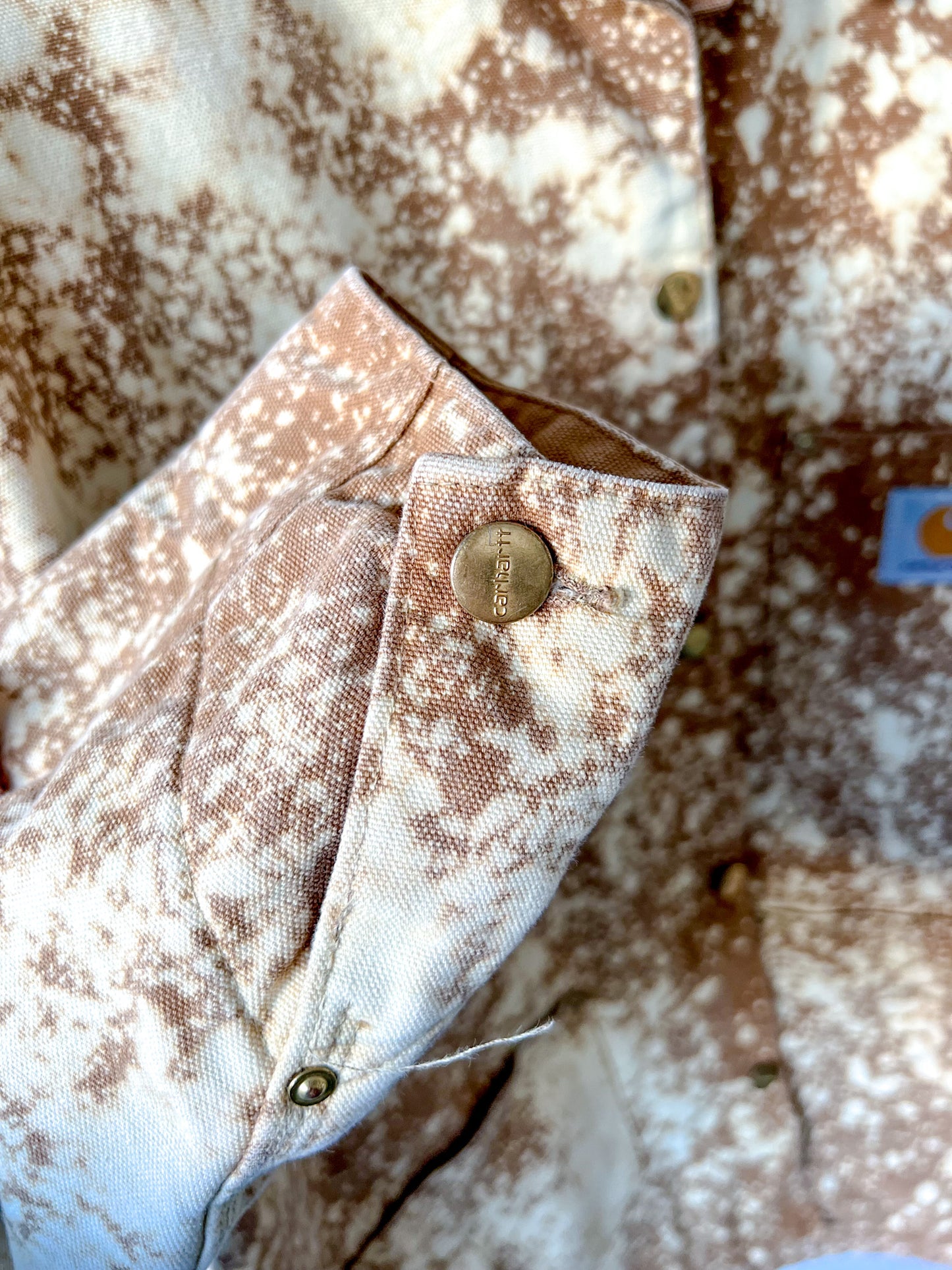 SEDONA - Vintage 80s Carhartt Acid Washed Blanket Lined Chore Coat - Tan, Beige - Unisex Large