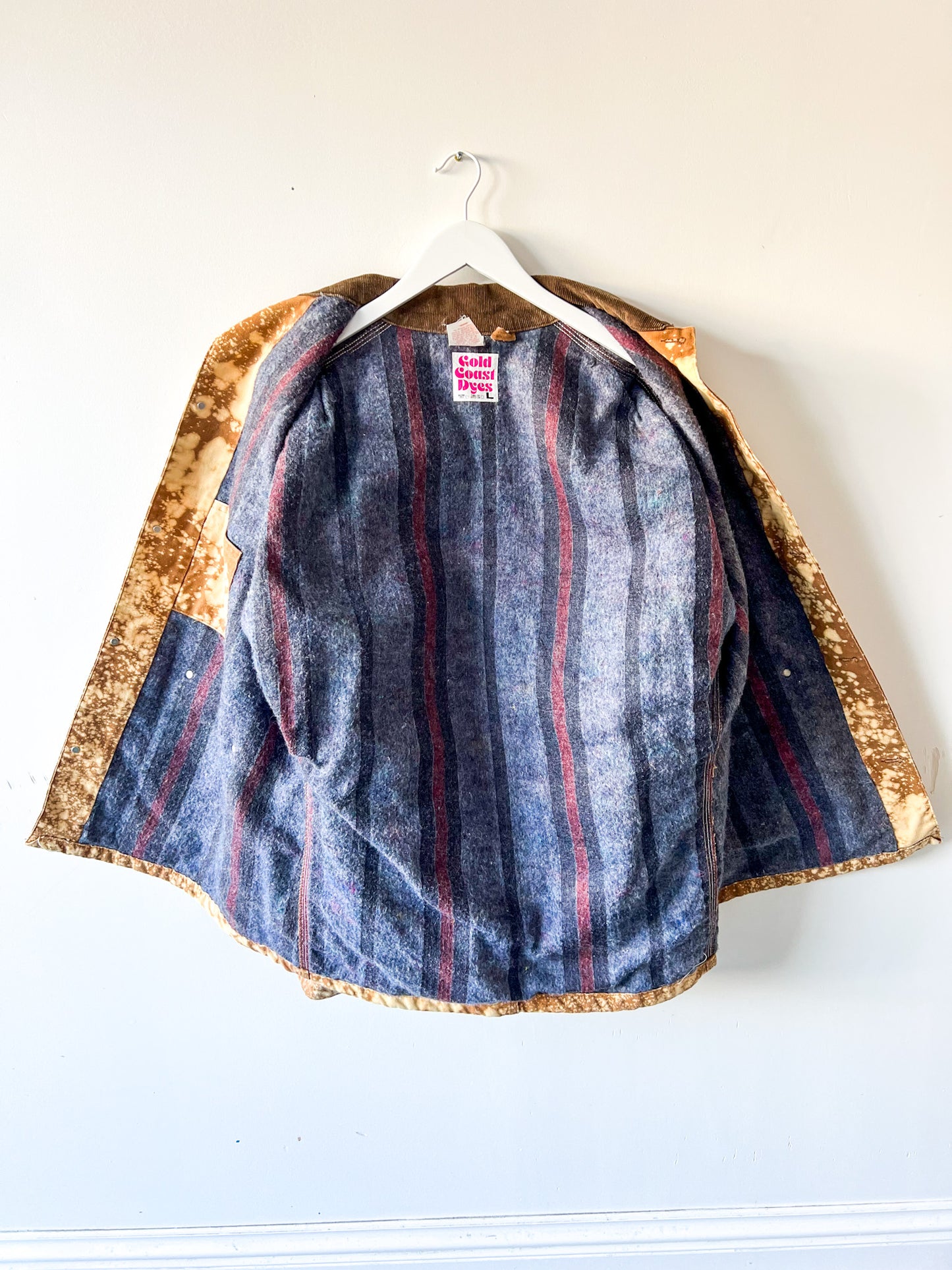 SEDONA - Vintage 80s Carhartt Acid Washed Blanket Lined Chore Coat - Tan, Beige - Unisex Large