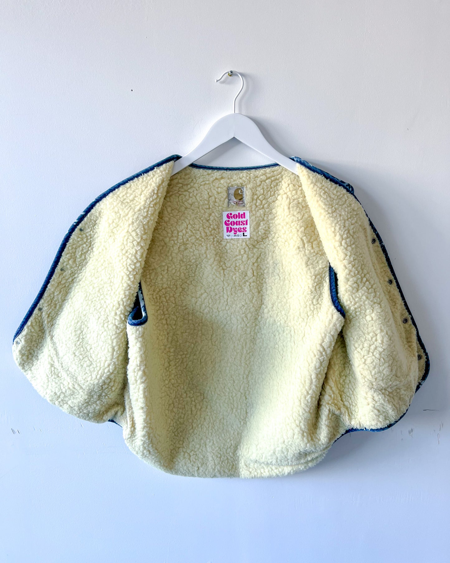SONOMA - Vintage 80s Carhartt Acid Washed Sherpa Lined Denim Vest - Denim, White - Unisex Large