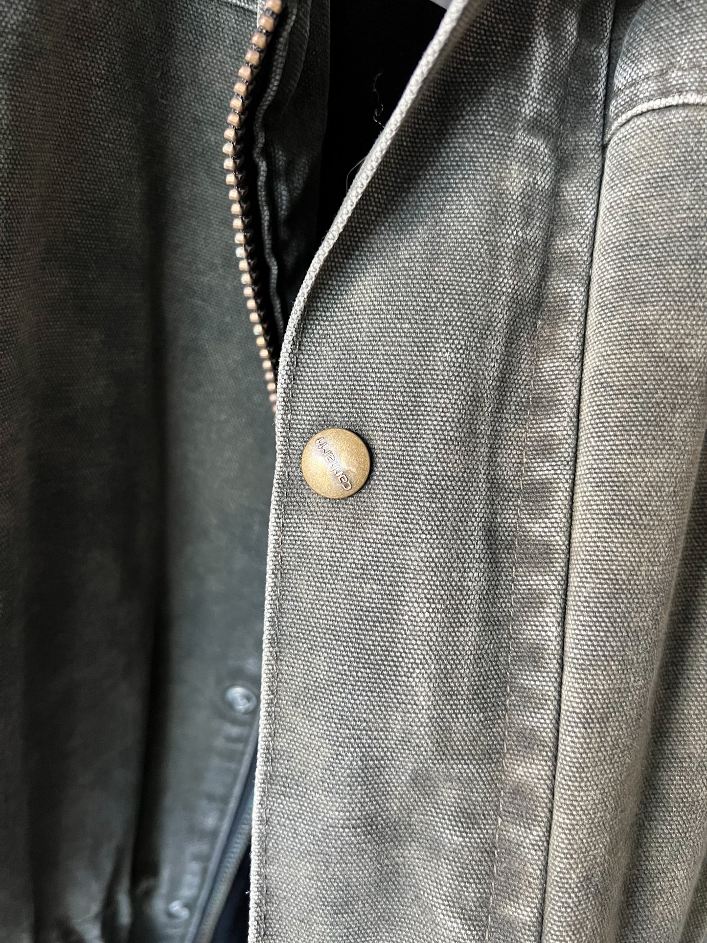 WACO - Vintage Y2K Carhartt Acid Washed Blanket Lined Barn Coat - Olive Green, Charcoal Gray - Unisex Medium