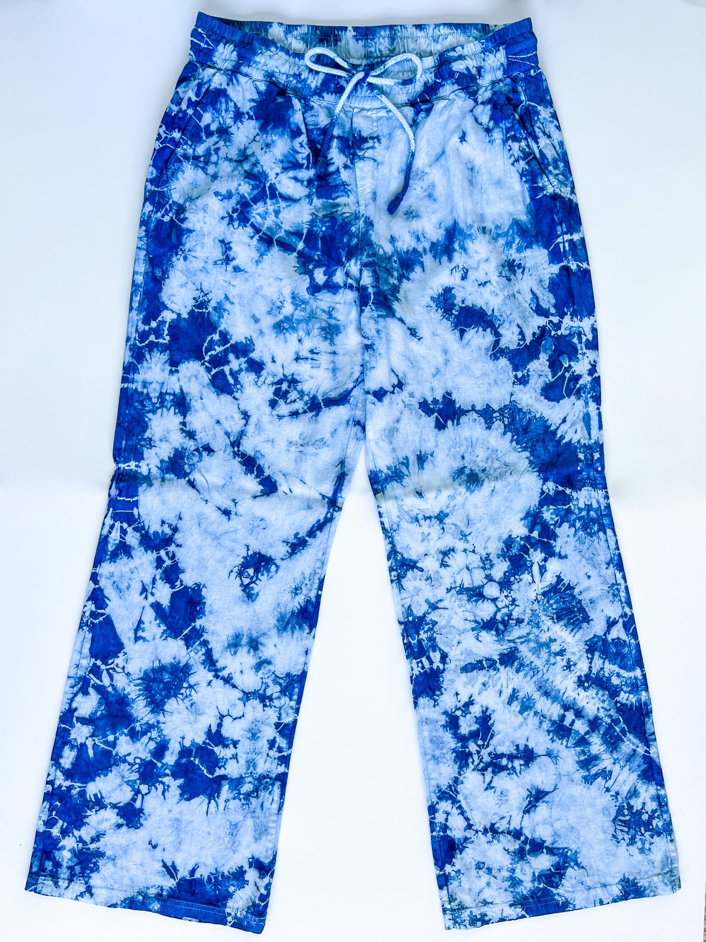 Indigo Dyed Linen Lounge Pants with Drawstring #2