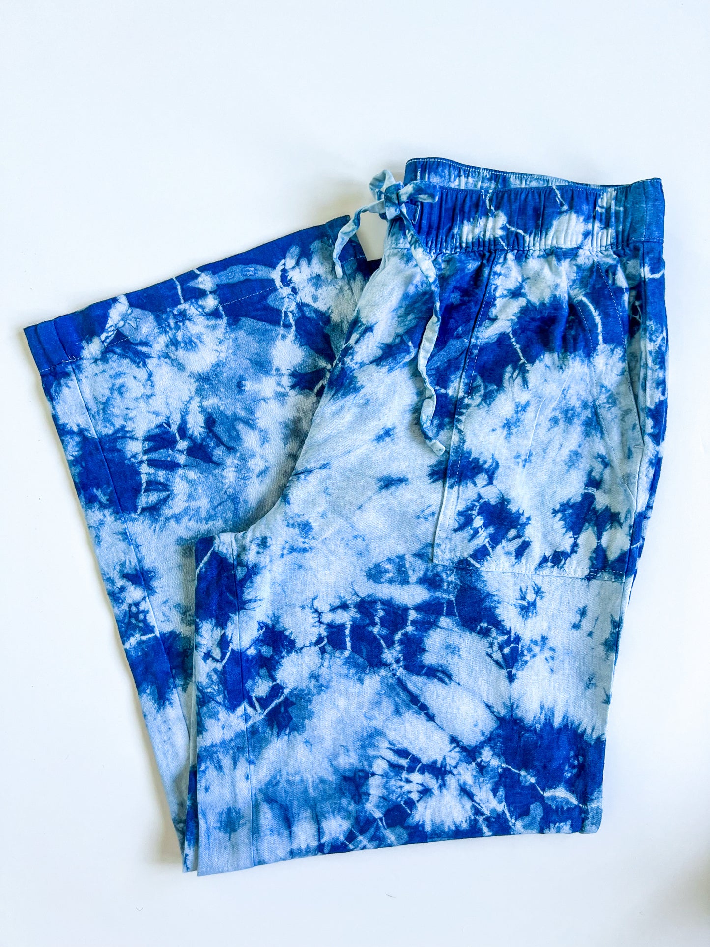 Indigo Dyed Linen Lounge Pants with Drawstring #1