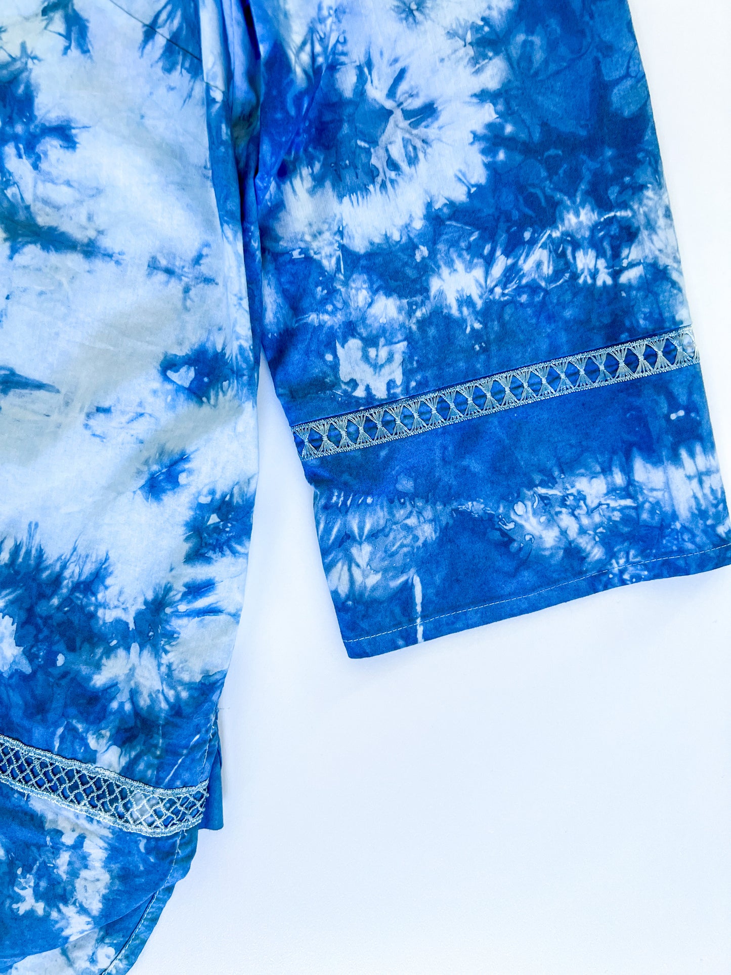 Indigo Dyed Embroidered Kaftan Shirt