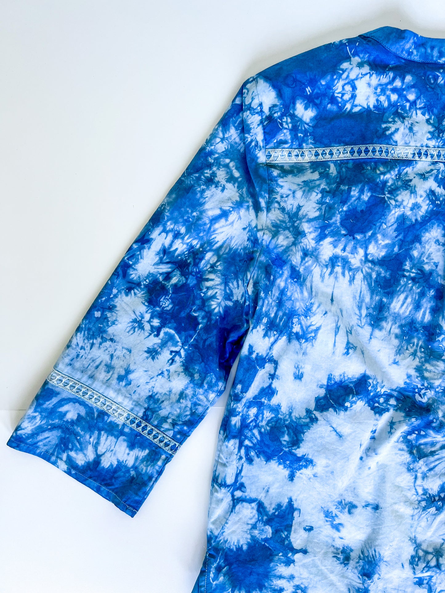 Indigo Dyed Embroidered Kaftan Shirt