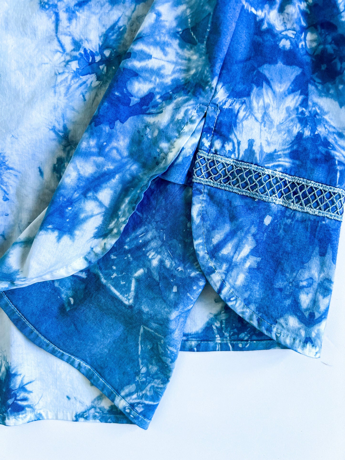 Indigo Dyed Embroidered Kaftan Shirt