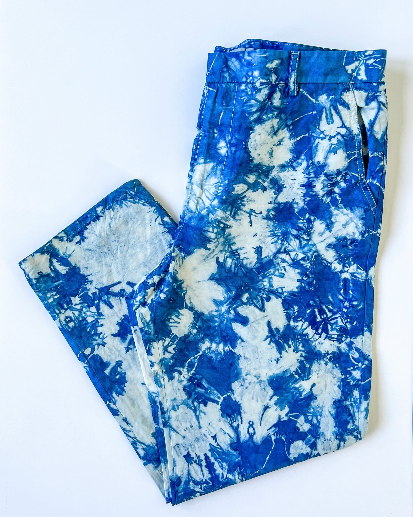 Indigo Dyed Vince Recycled Cotton Linen Dress Pants