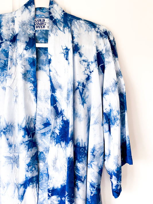 Indigo Dyed Bamboo Rayon Silk Robe