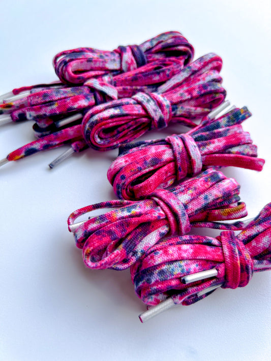 MATERIAL GIRL Pink and Black Cotton Shoelaces