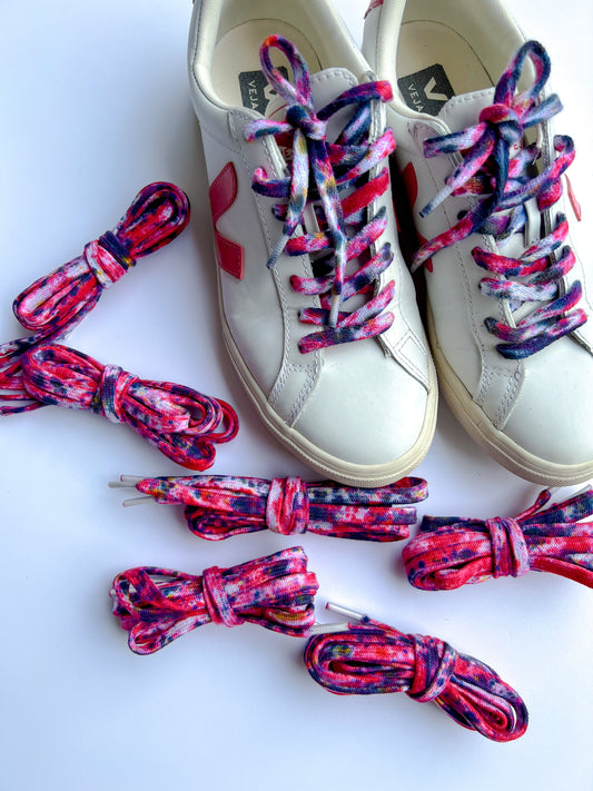 MATERIAL GIRL Pink and Black Cotton Shoelaces