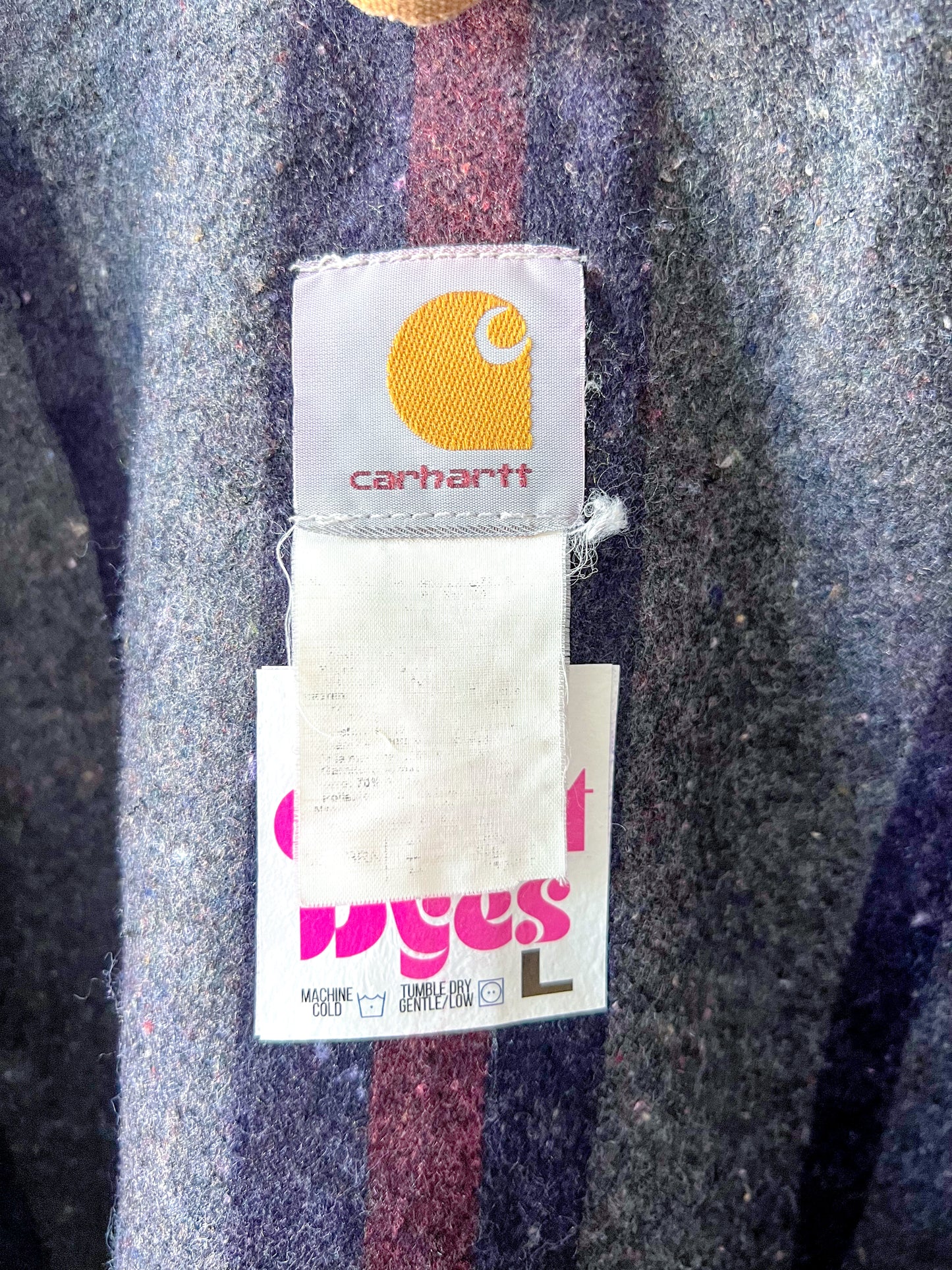FLORIDA - Vintage 90s Carhartt Acid Washed Blanket Lined Chore Coat - Tan, Beige - Unisex Large