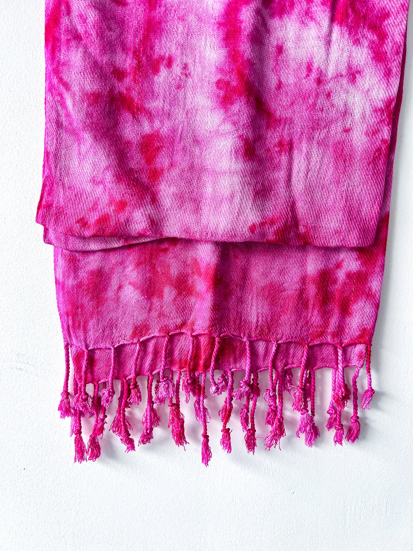 Hand-Dyed Rayon Silk Shawl - Pink