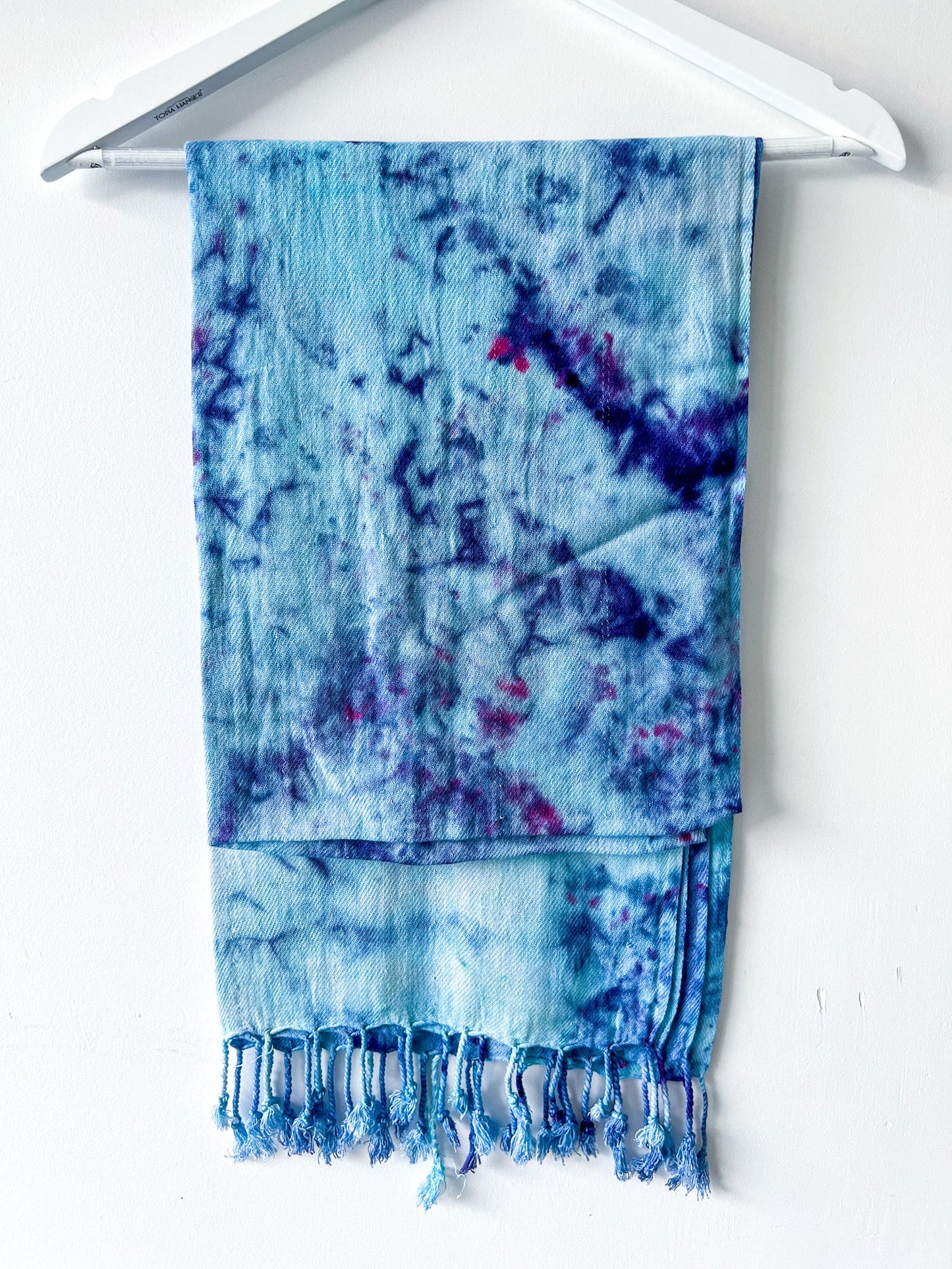 Hand-Dyed Rayon Silk Shawl - Blue