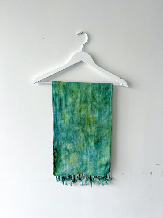 Hand-Dyed Rayon Silk Shawl - Green