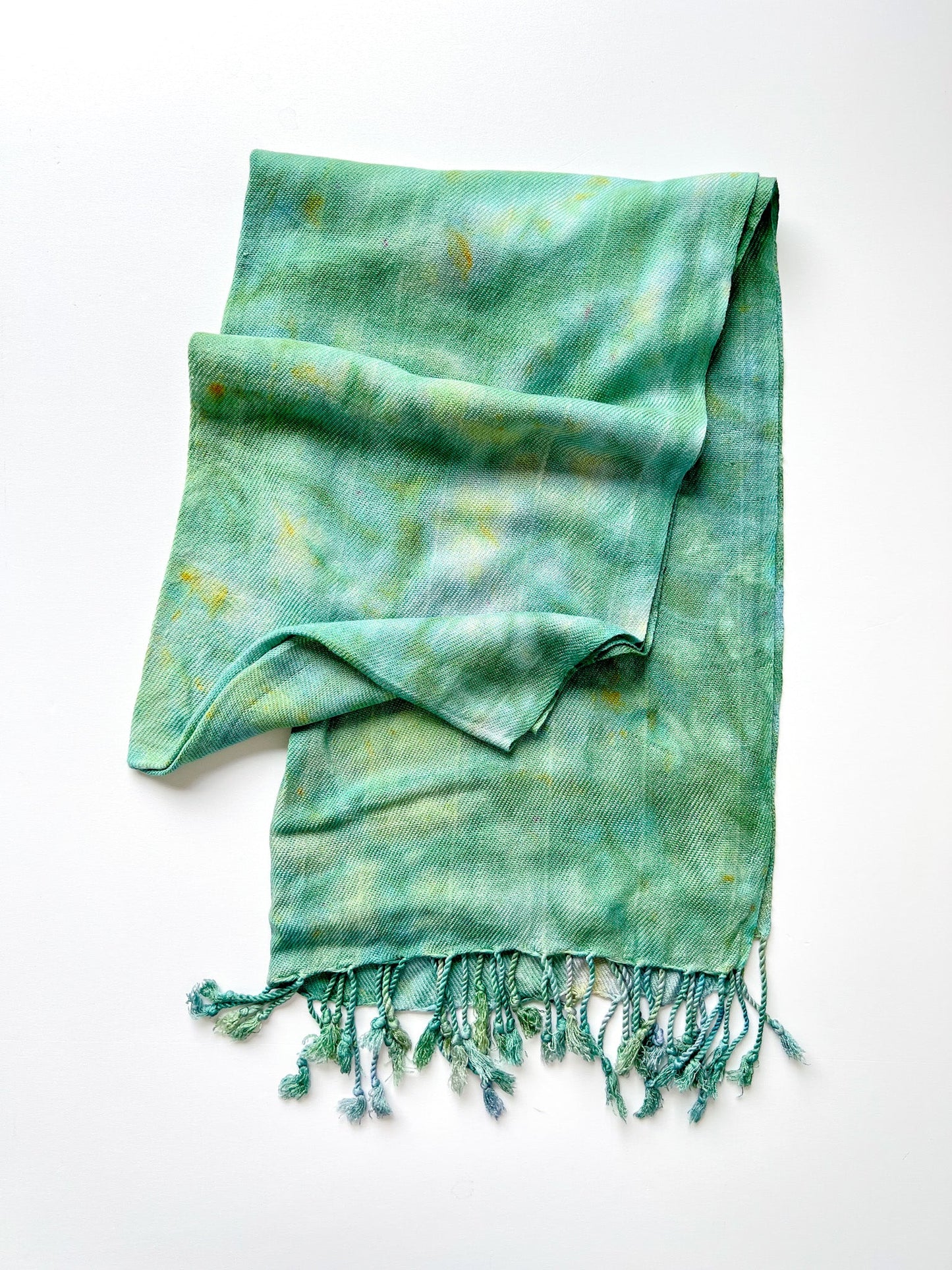 Hand-Dyed Rayon Silk Shawl - Green