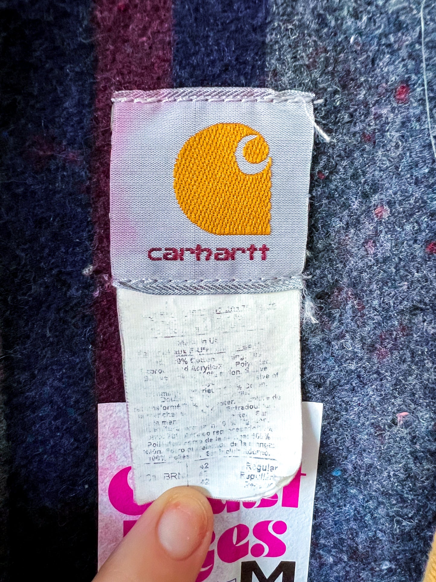 LANSING #1 - Vintage 80s Carhartt Acid Washed Blanket Lined Chore Coat - Tan, Beige - Unisex Medium