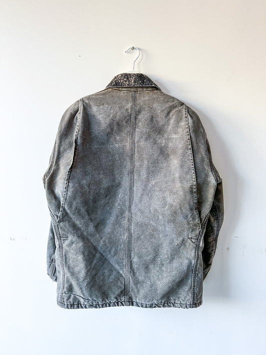 NAPLES - Vintage 90s Carhartt Acid Washed Blanket Lined Chore Coat - Taupe, Gray - Unisex Medium